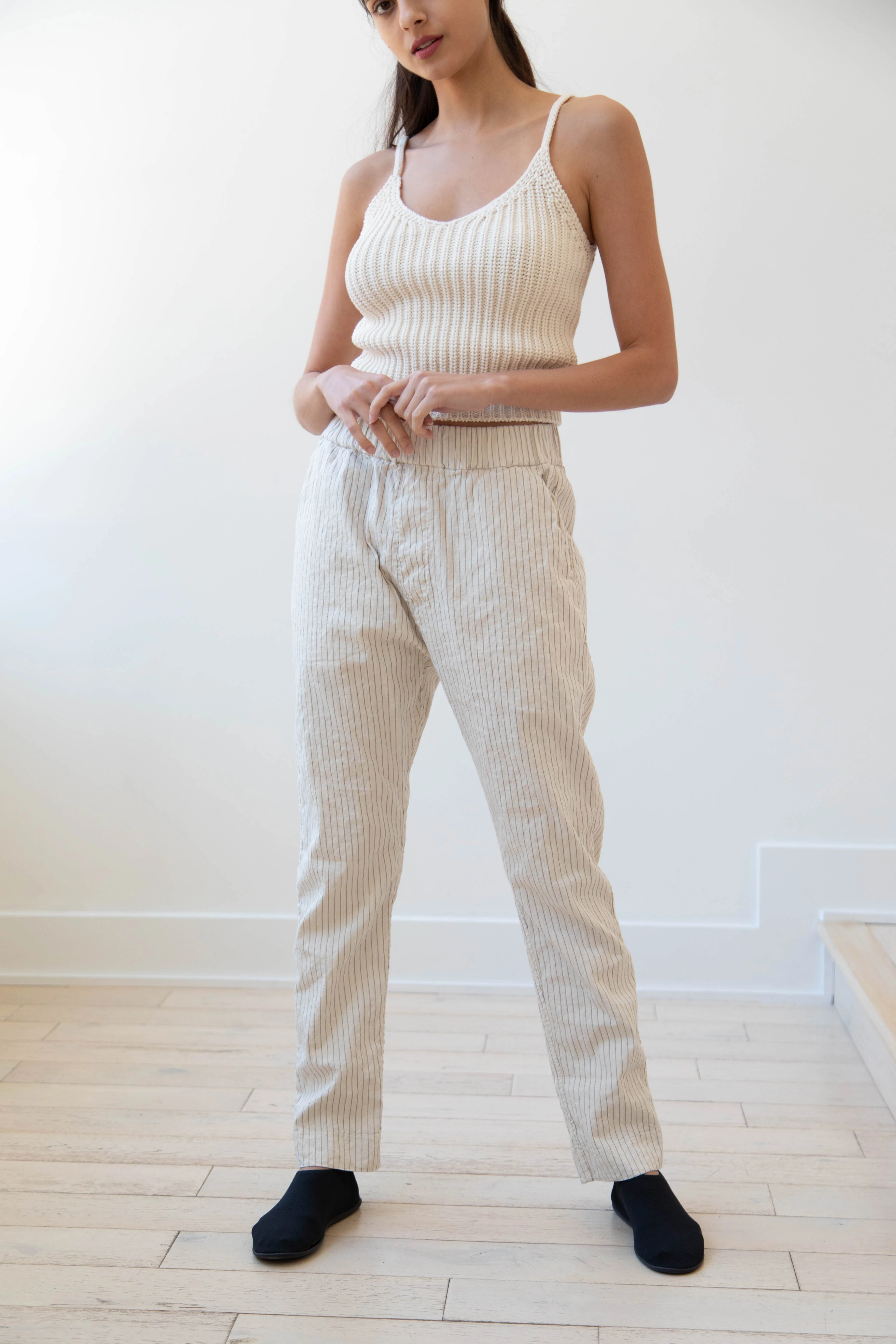 Album di Famiglia | Pinstripe Slim Trousers in Natural - Image 10