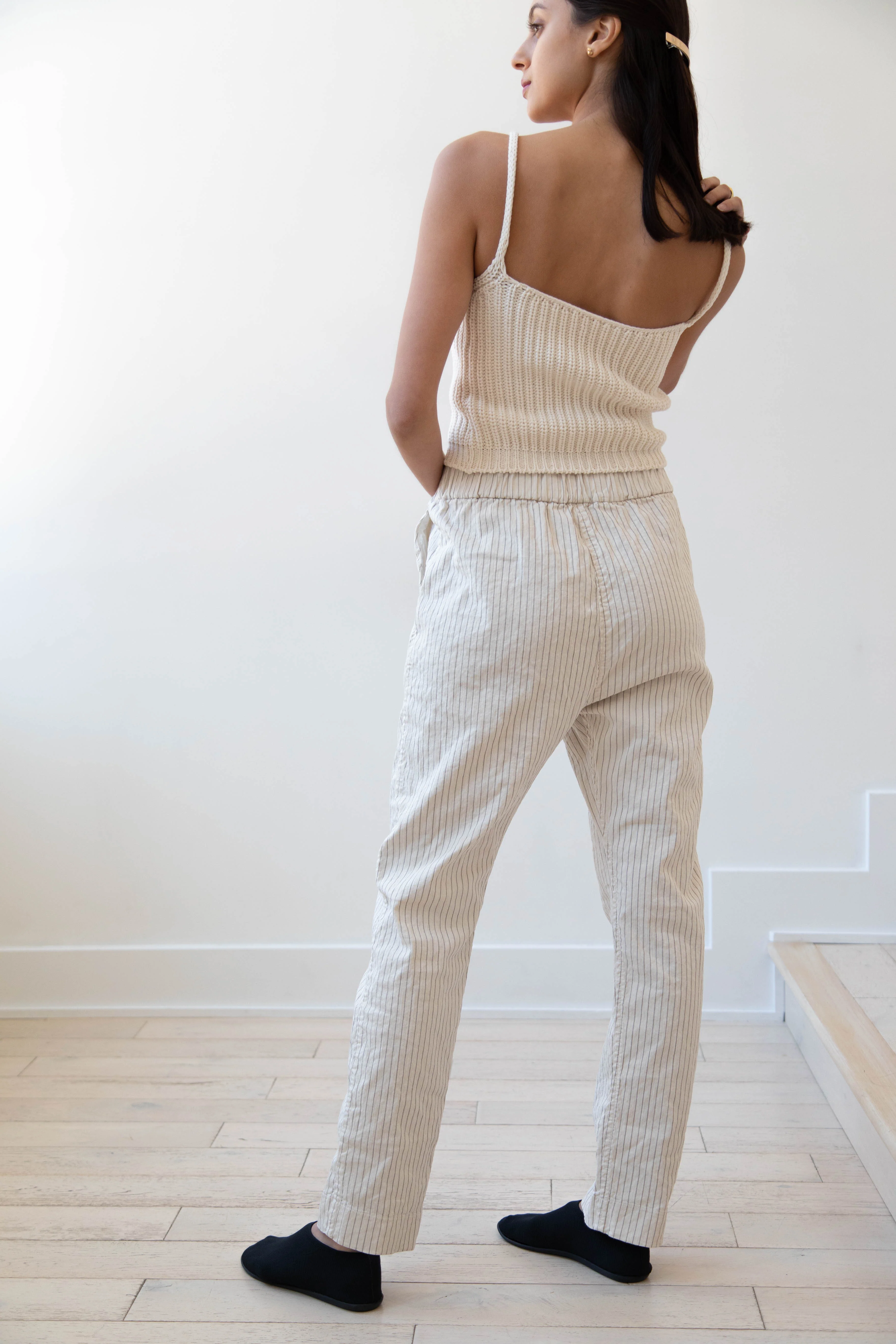 Album di Famiglia | Pinstripe Slim Trousers in Natural - Image 15