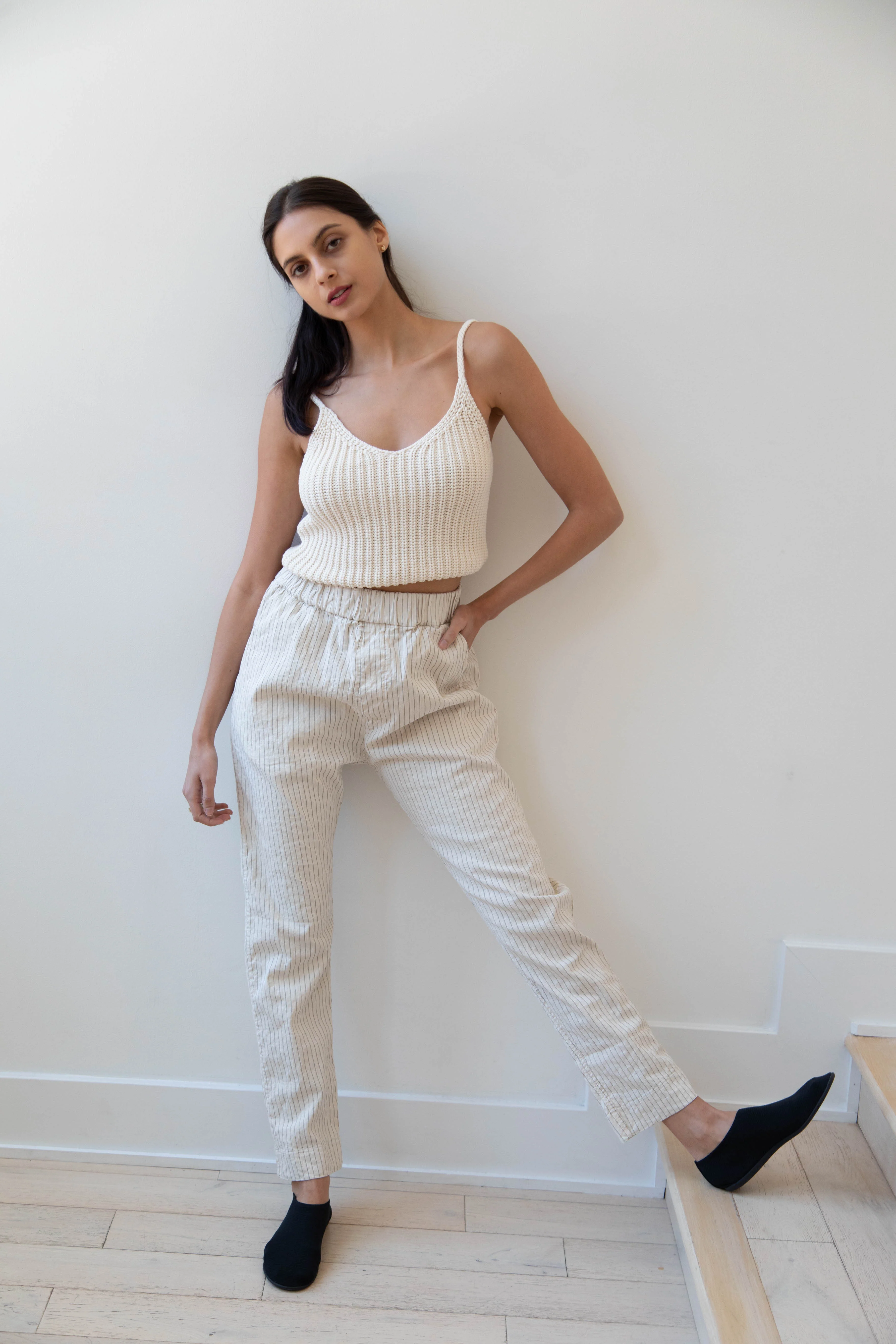 Album di Famiglia | Pinstripe Slim Trousers in Natural - Image 18