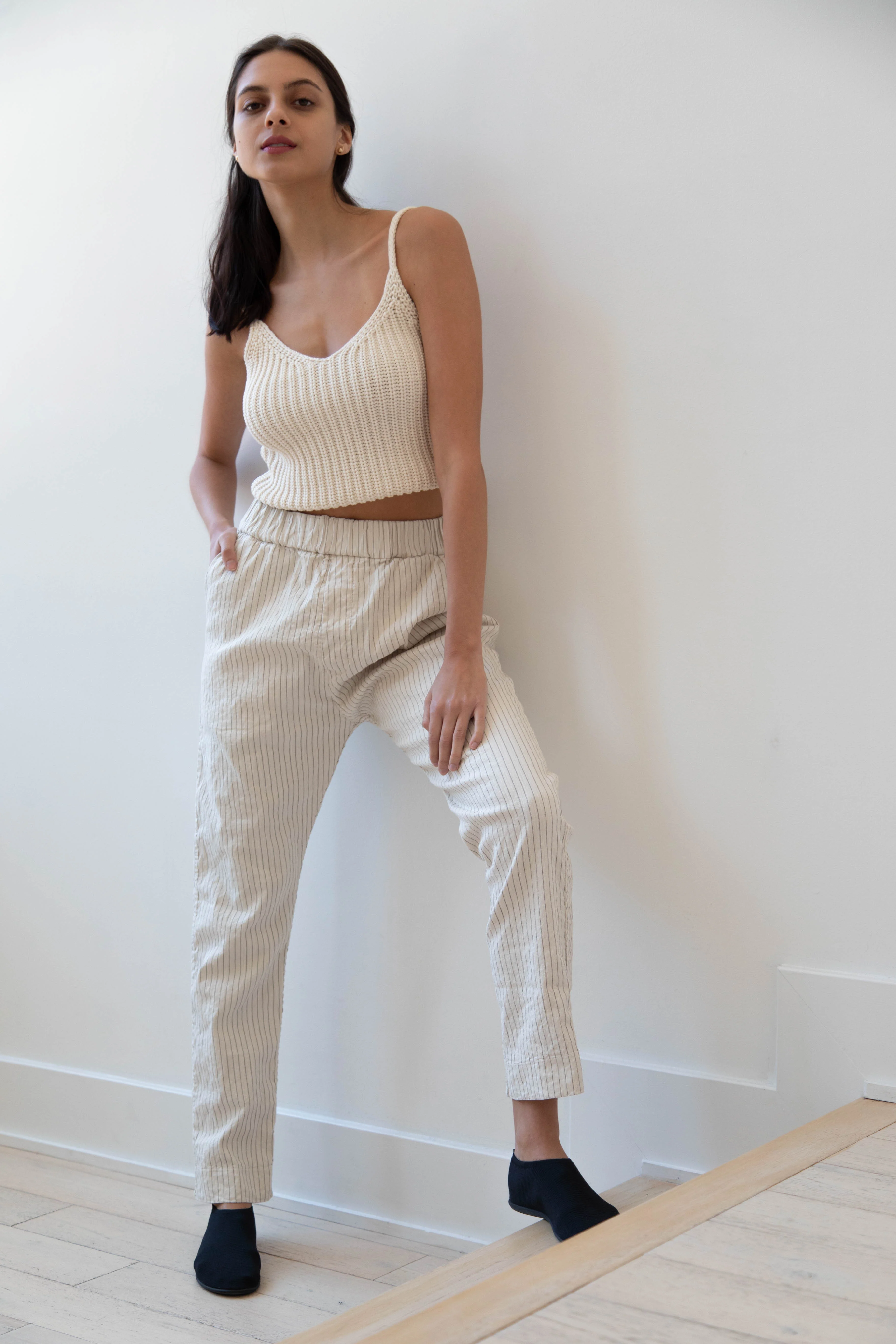 Album di Famiglia | Pinstripe Slim Trousers in Natural - Image 19