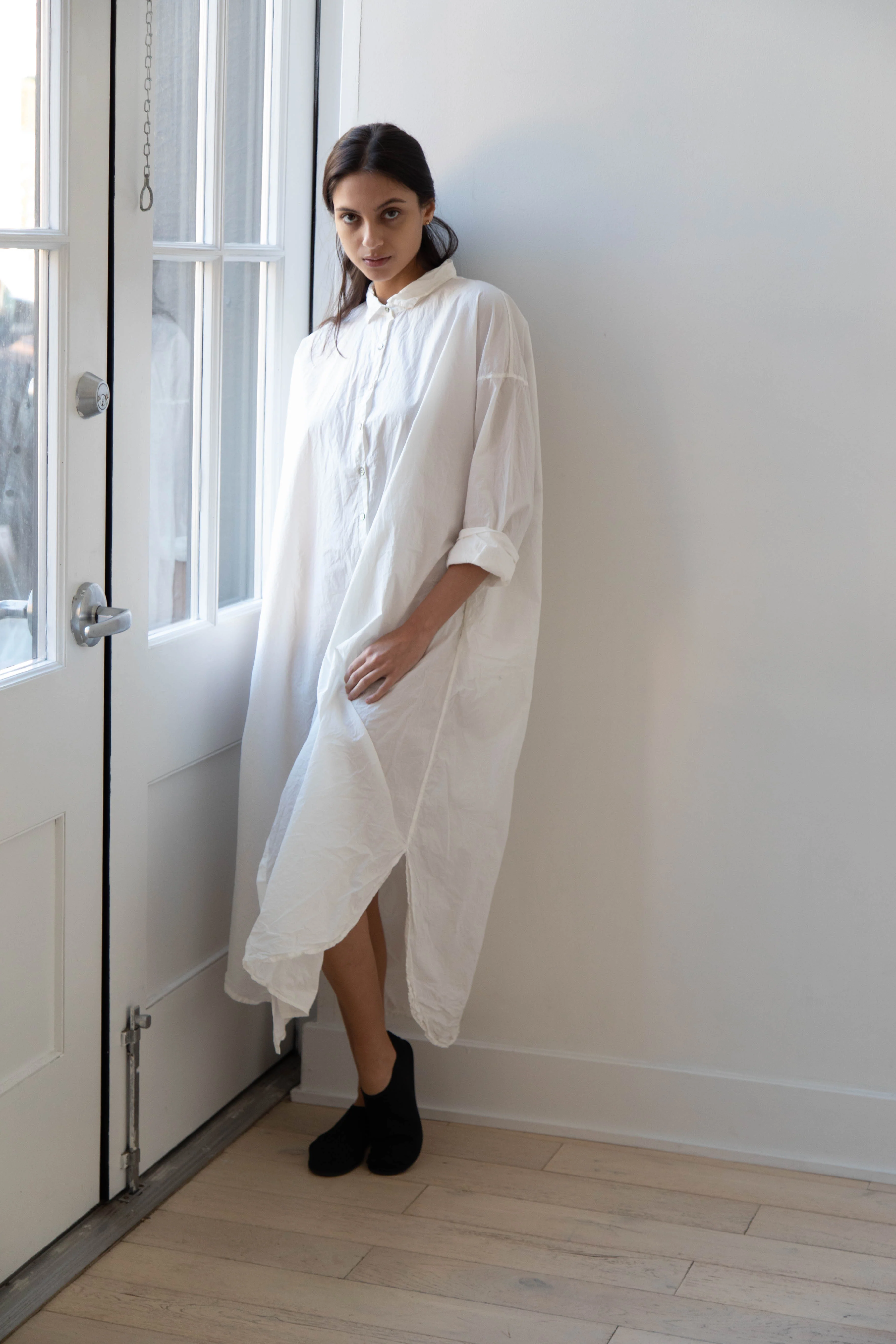 Album di Famiglia | TC Cotton Long Shirt Dress in Milk White - Image 31