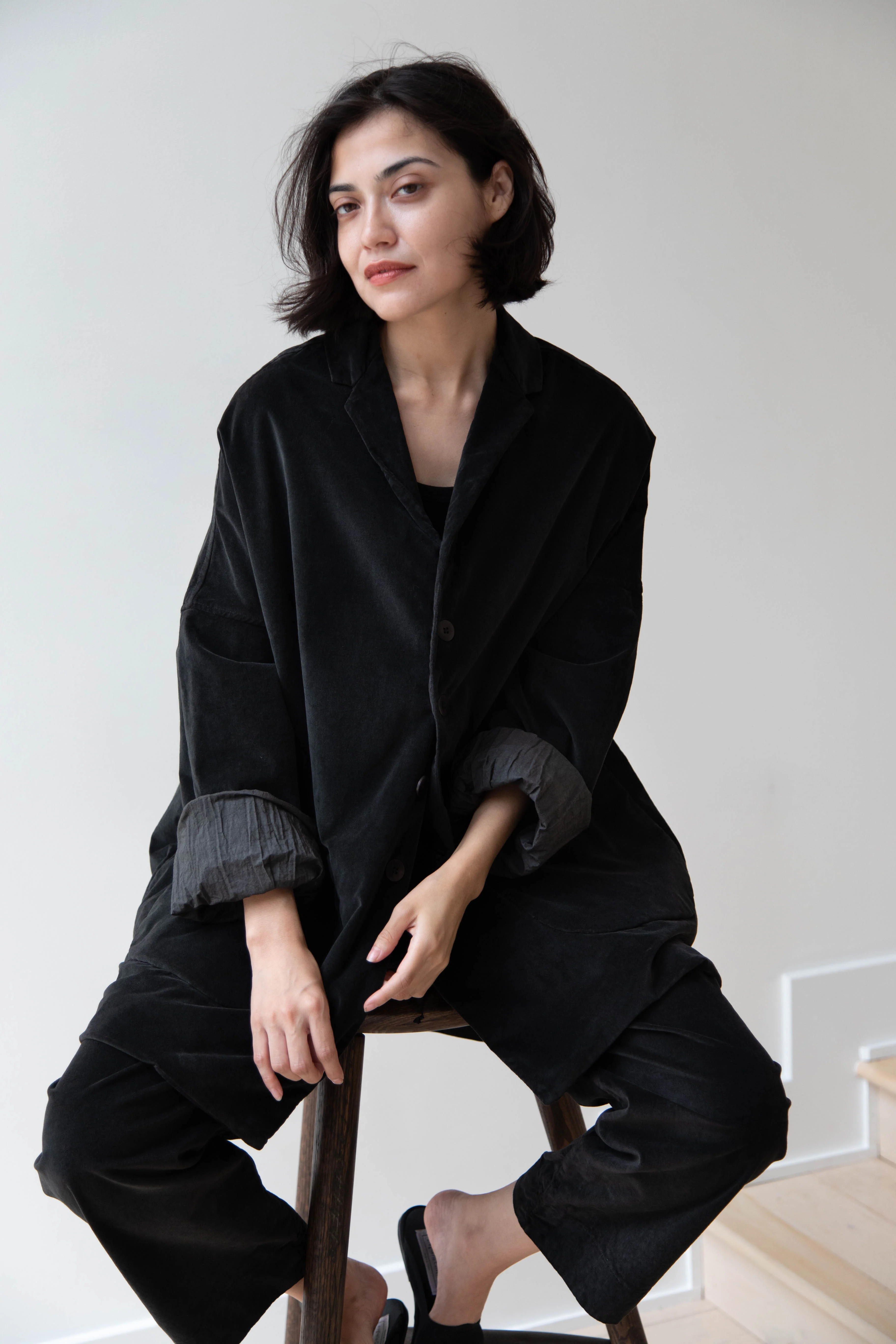 Album di Famiglia | Velvet Big Blazer in Slate - Image 9