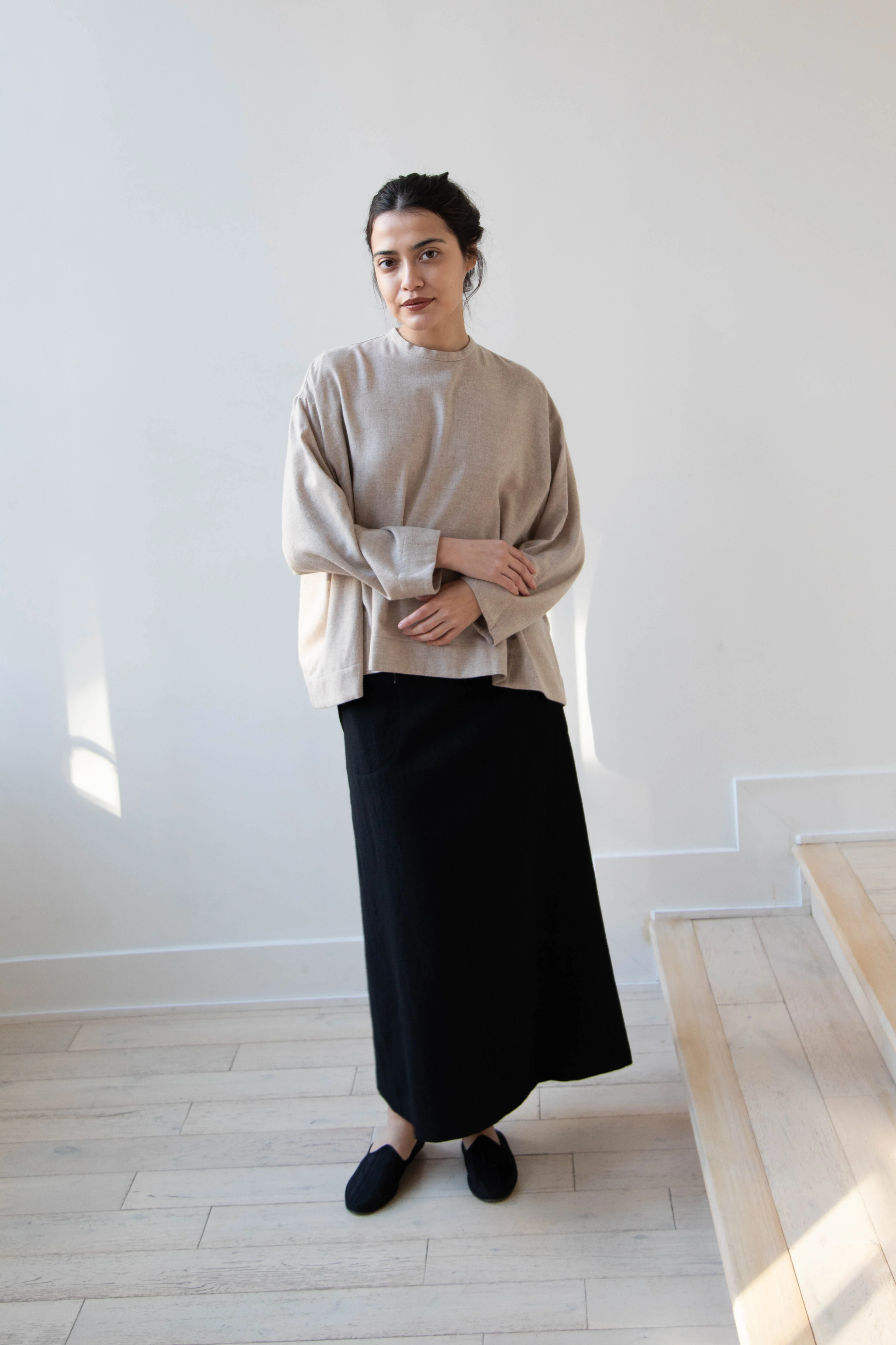 Arts & Science Tent Top in Taupe Cashmere Silk - Image 12