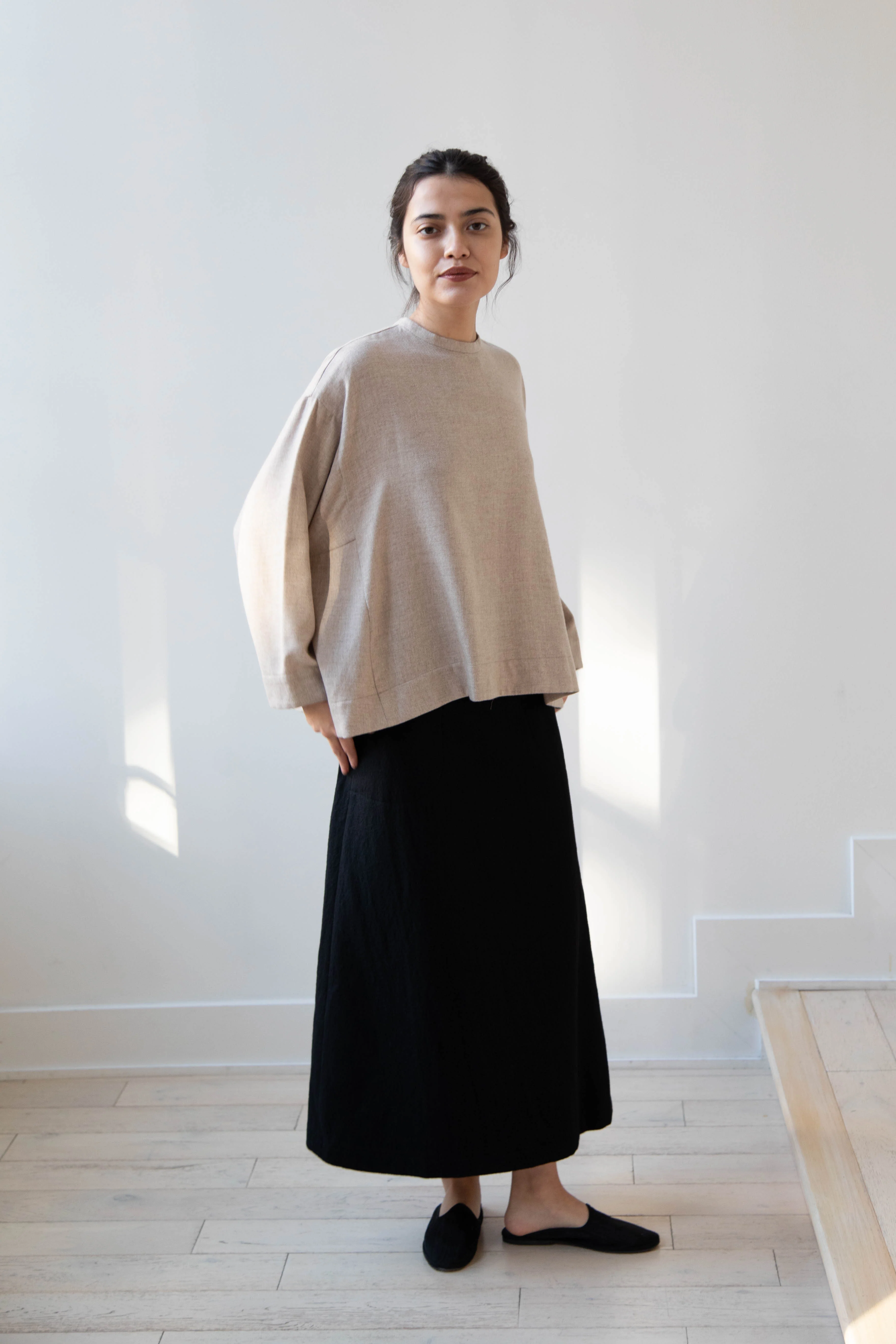 Arts & Science Tent Top in Taupe Cashmere Silk - Image 13