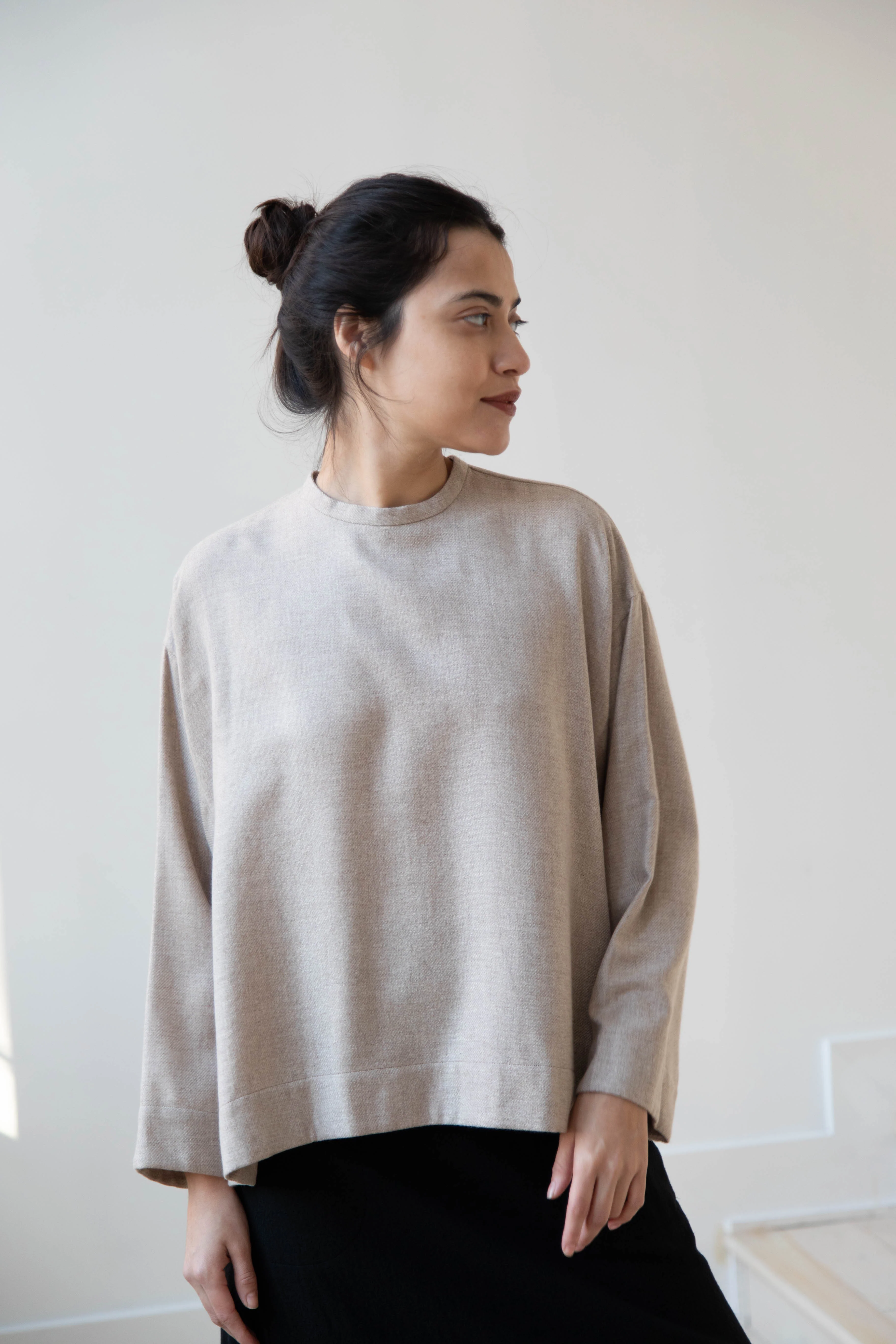 Arts & Science Tent Top in Taupe Cashmere Silk - Image 28