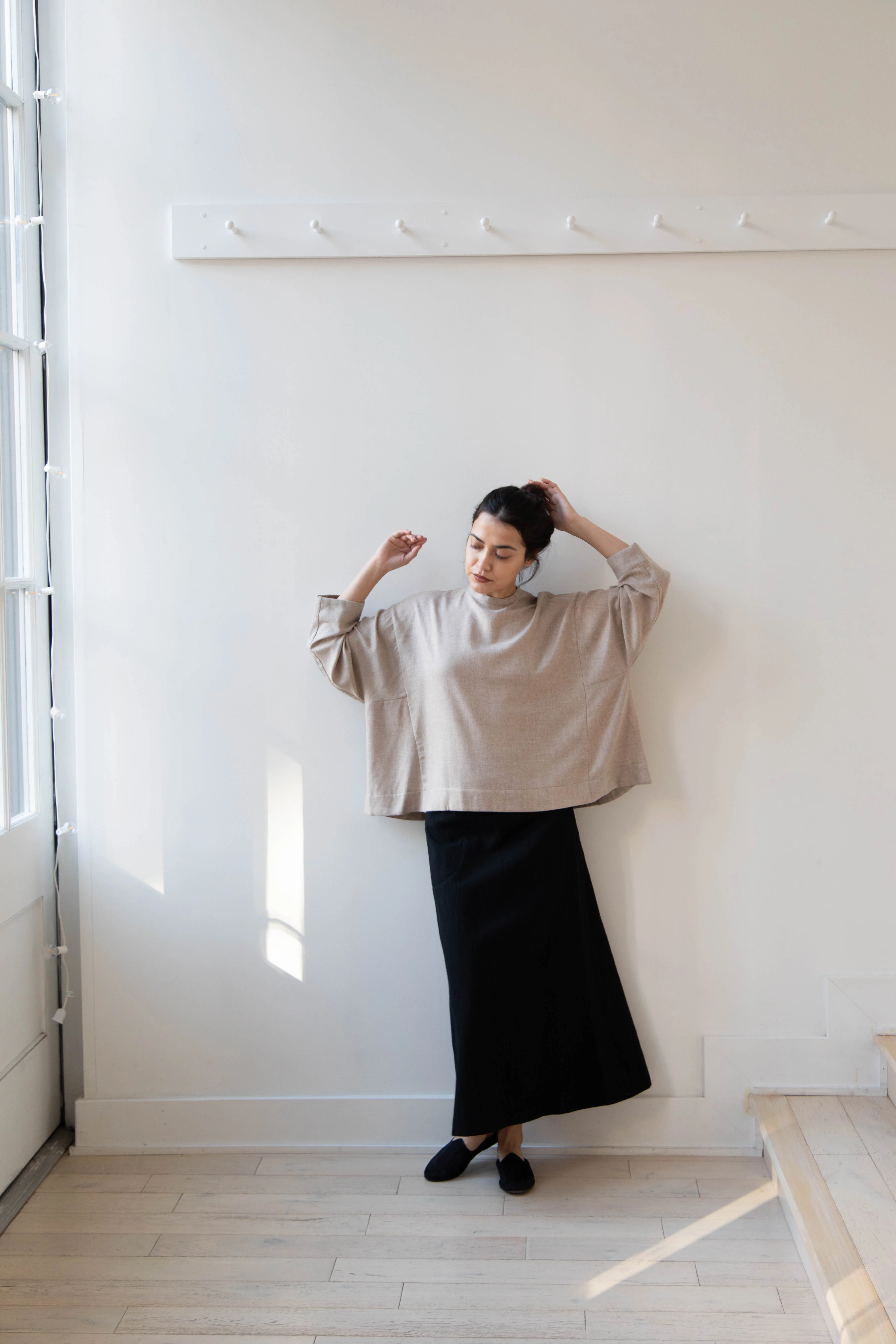 Arts & Science Tent Top in Taupe Cashmere Silk - Image 44