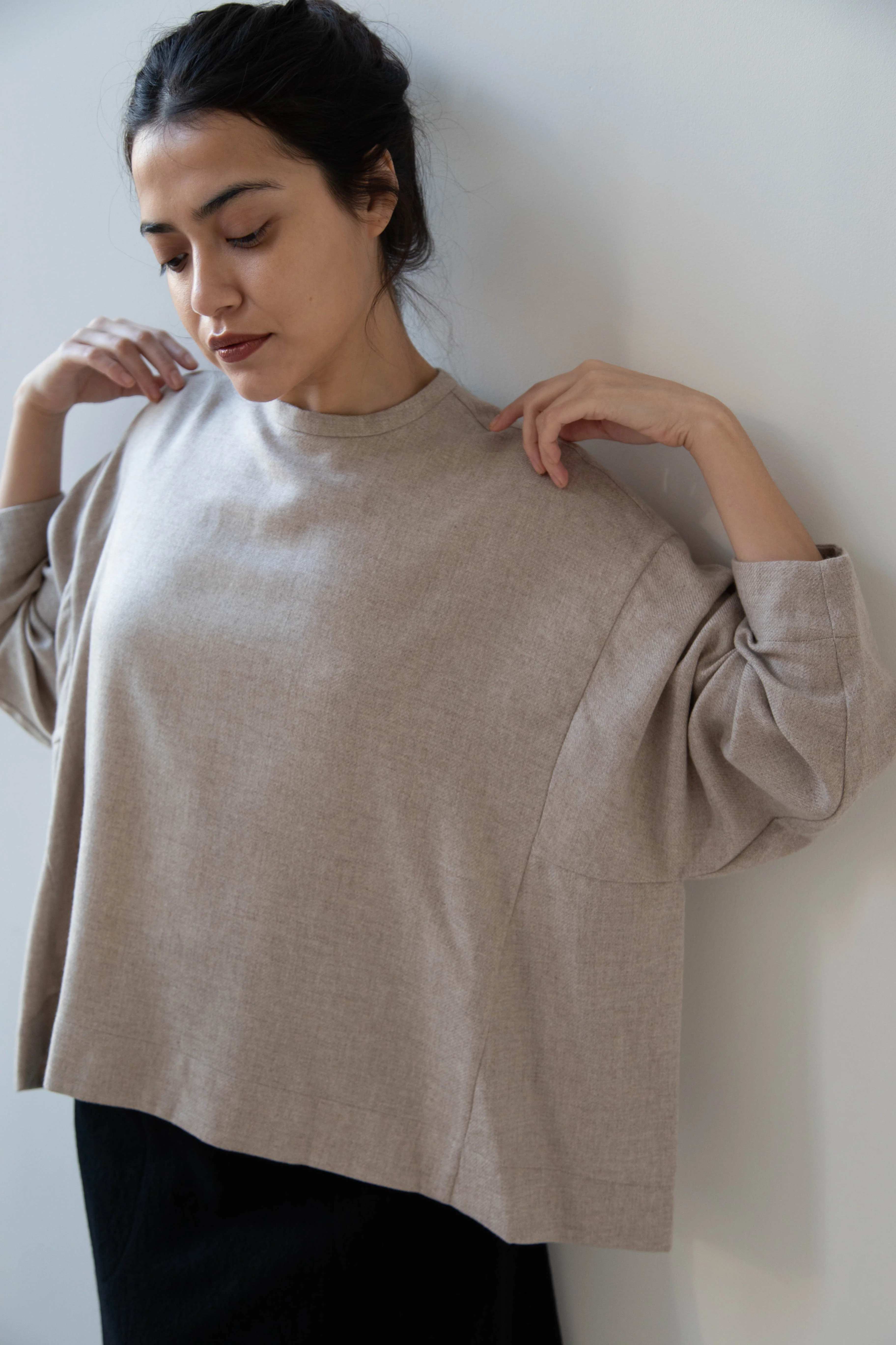 Arts & Science Tent Top in Taupe Cashmere Silk - Image 45