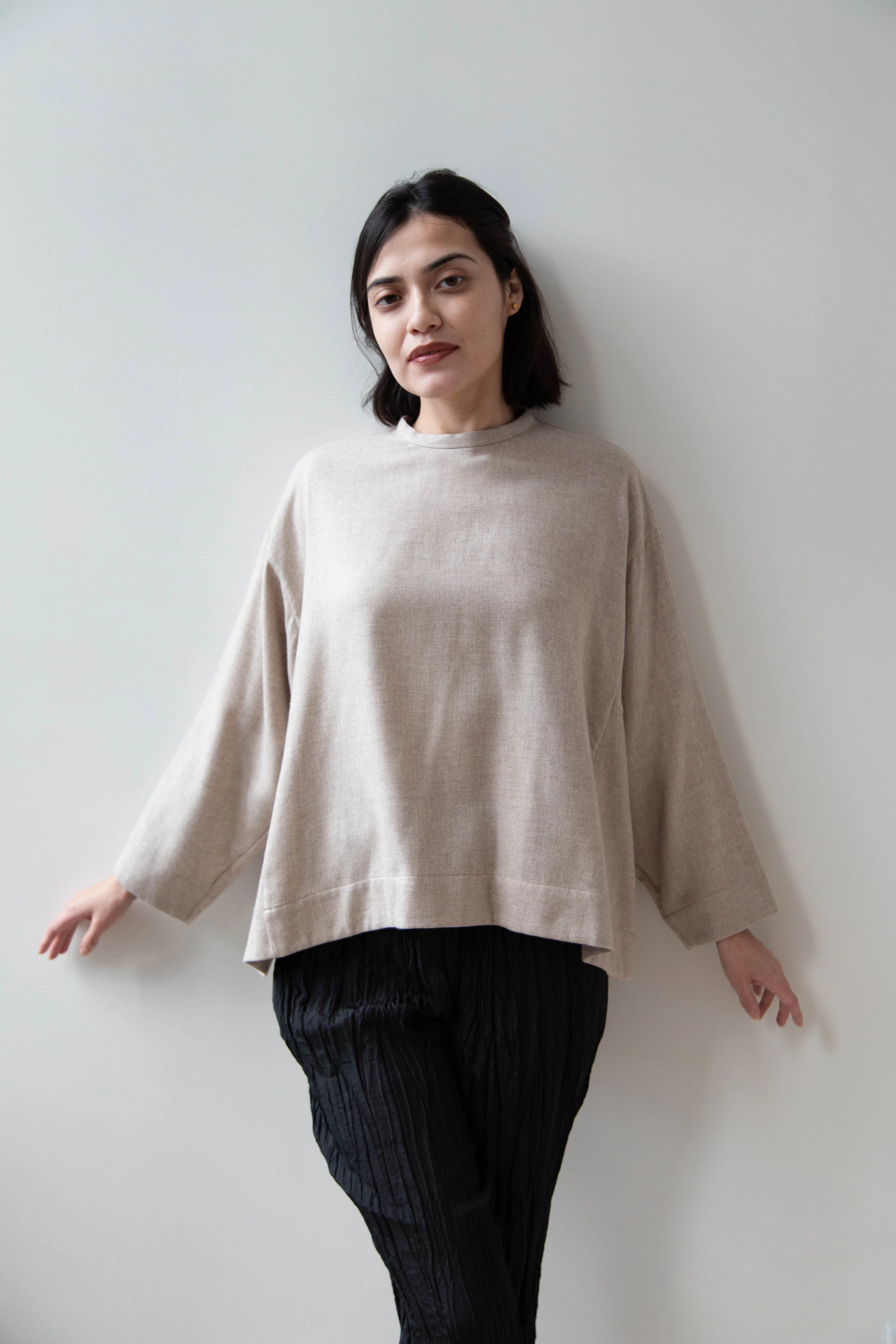 Arts & Science Tent Top in Taupe Cashmere Silk - Image 54