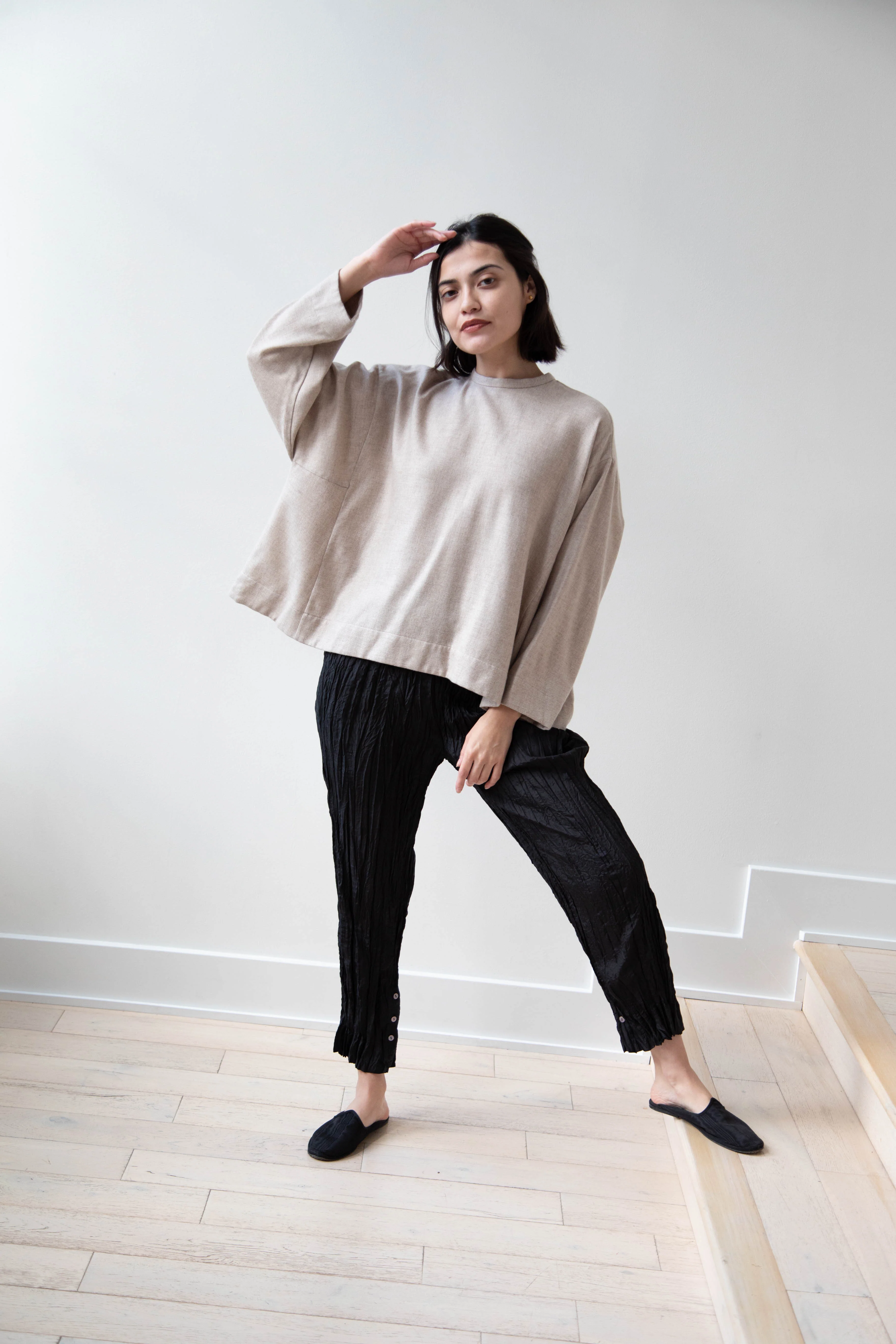 Arts & Science Tent Top in Taupe Cashmere Silk - Image 63