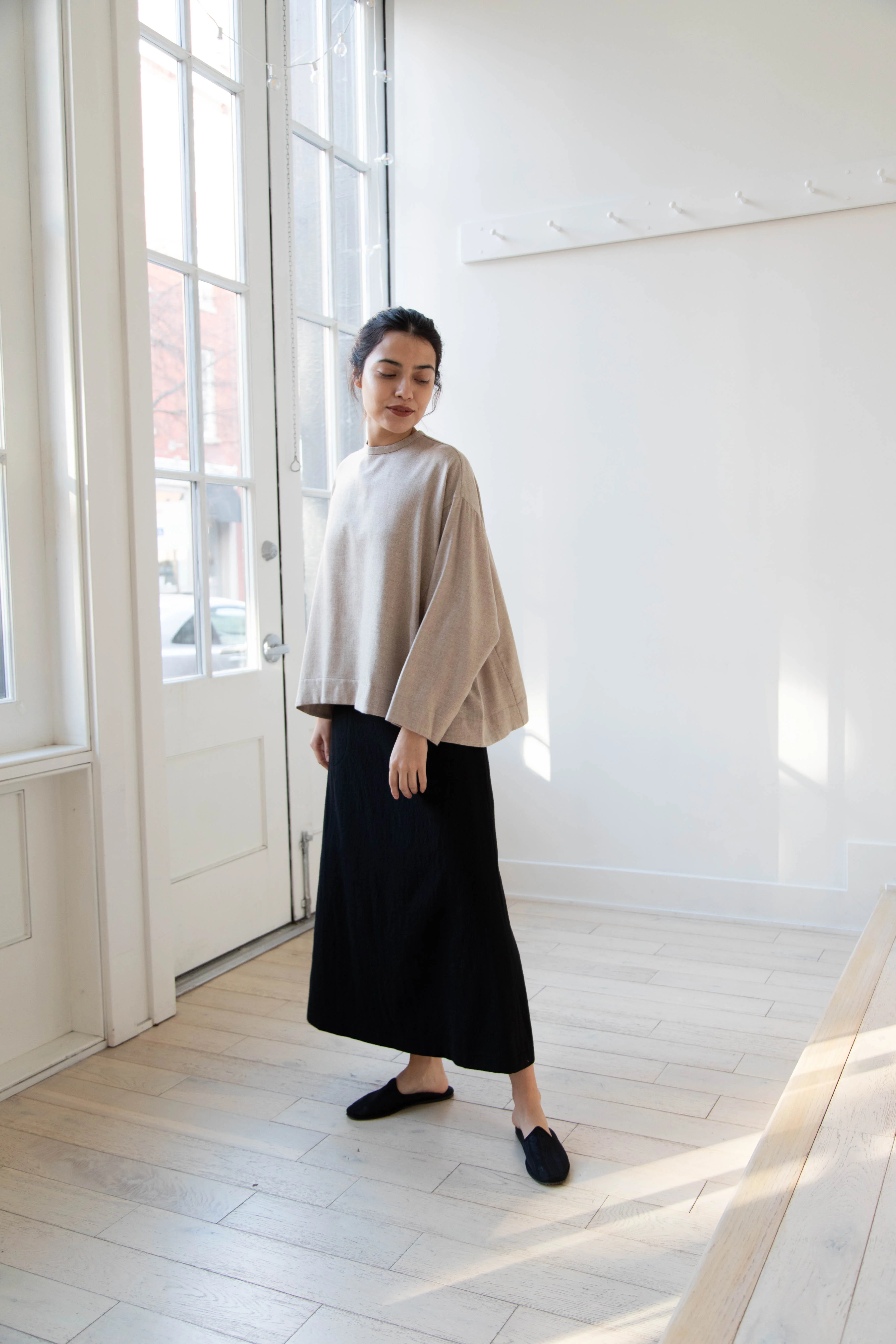 Arts & Science Tent Top in Taupe Cashmere Silk - Image 7
