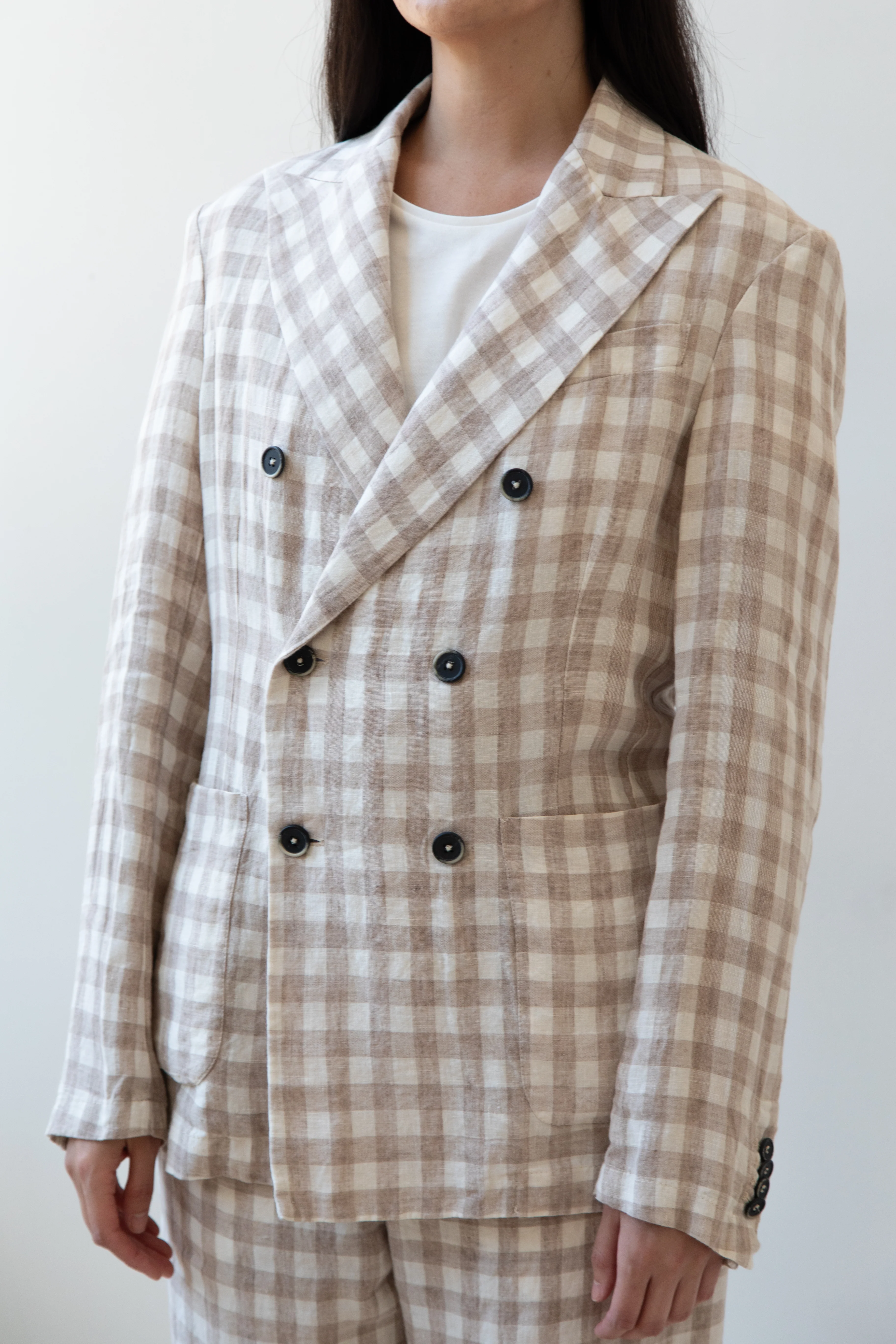Barena Venezia | Double Breasted Blazer in Cream Check - Image 22