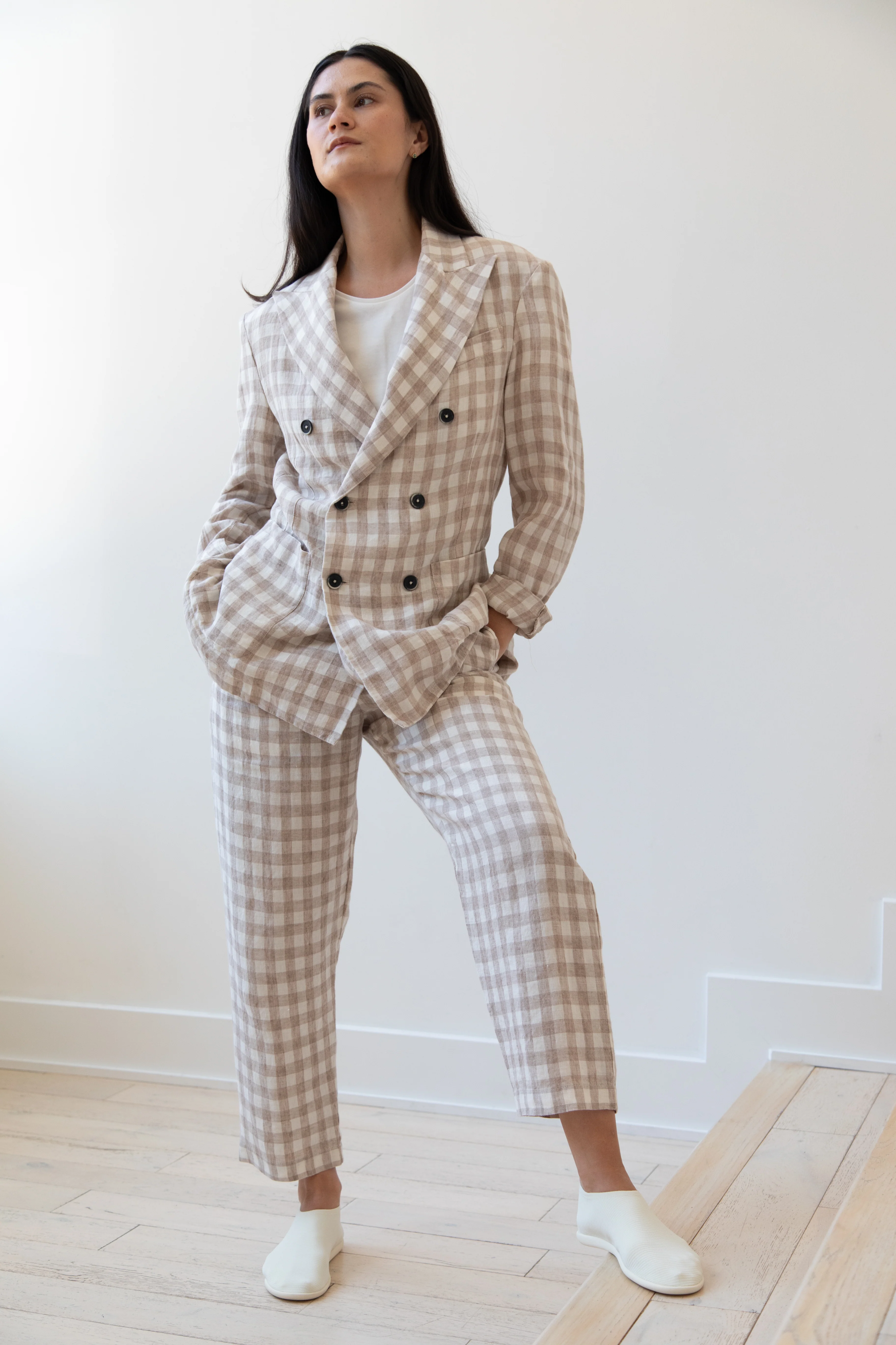 Barena Venezia | Double Breasted Blazer in Cream Check - Image 25