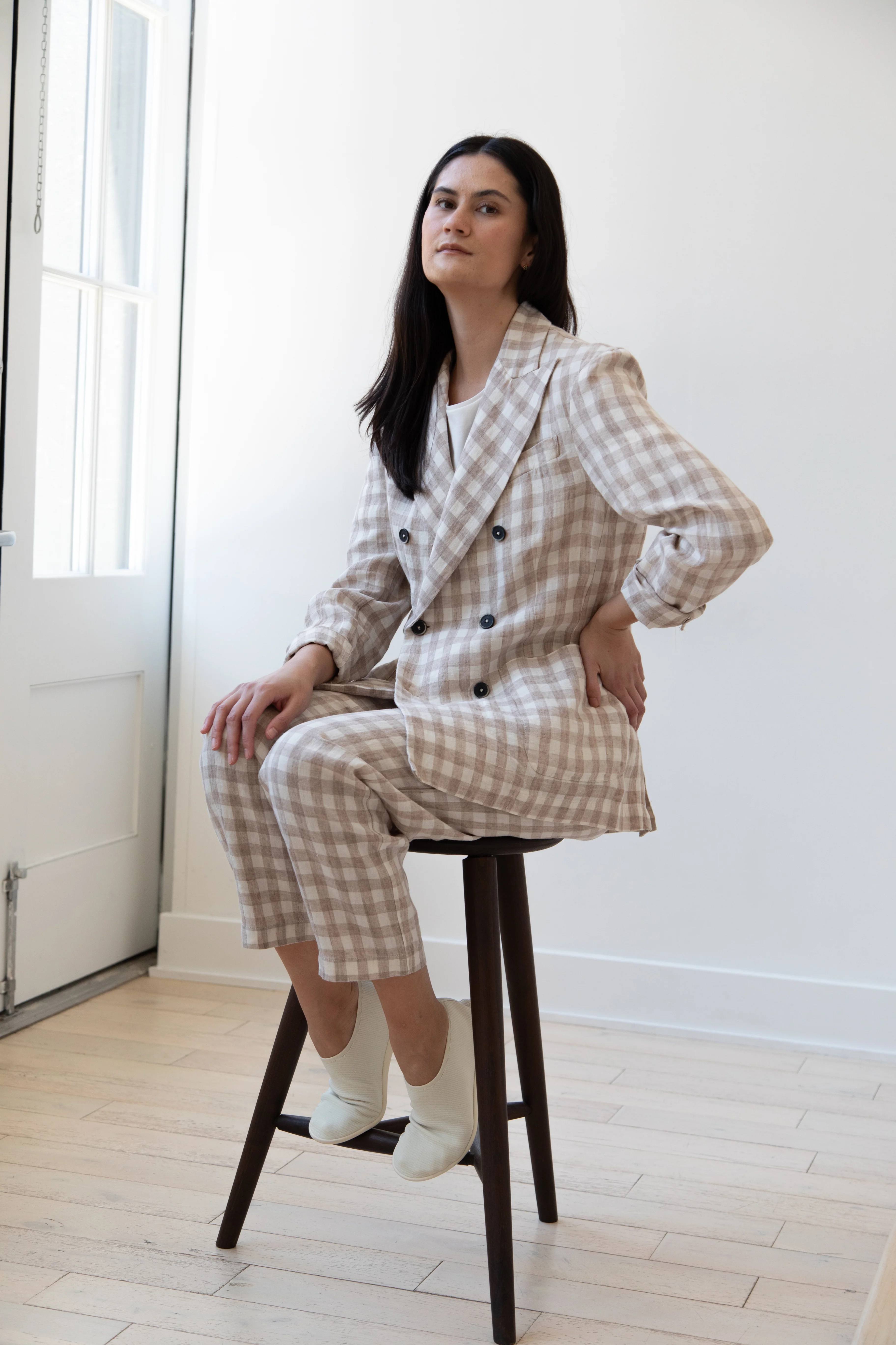 Barena Venezia | Double Breasted Blazer in Cream Check - Image 31