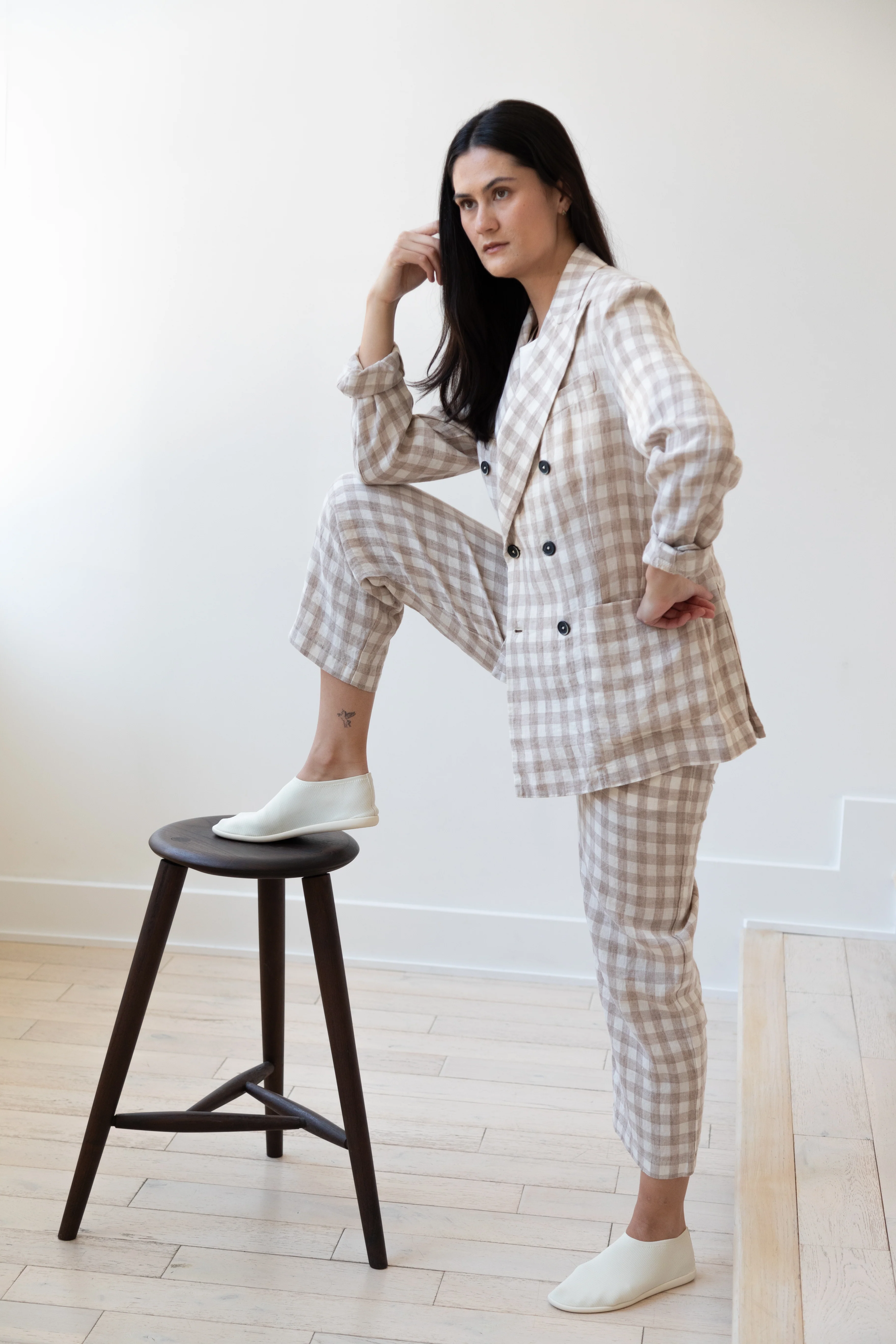 Barena Venezia | Double Breasted Blazer in Cream Check - Image 35