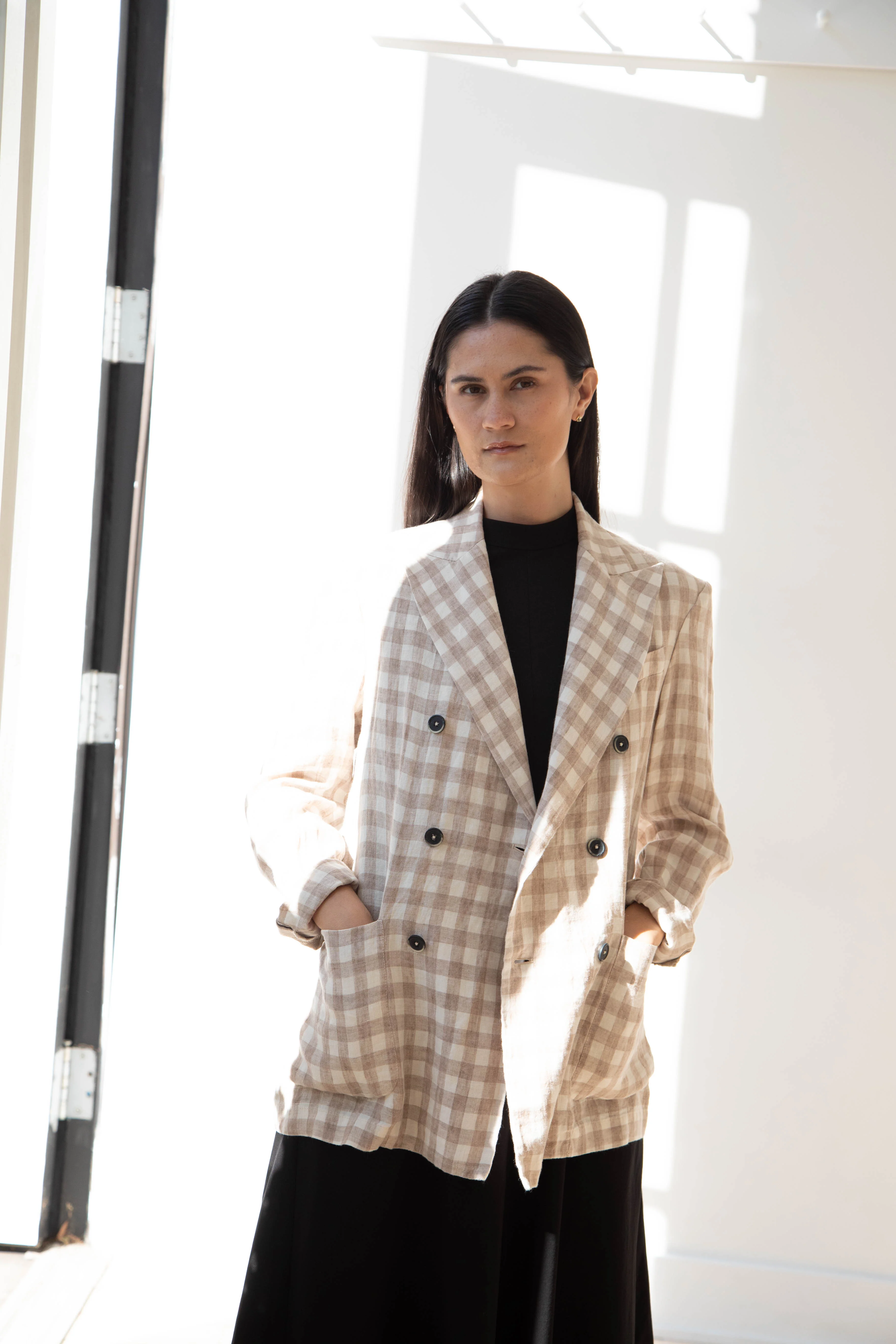 Barena Venezia | Double Breasted Blazer in Cream Check - Image 36