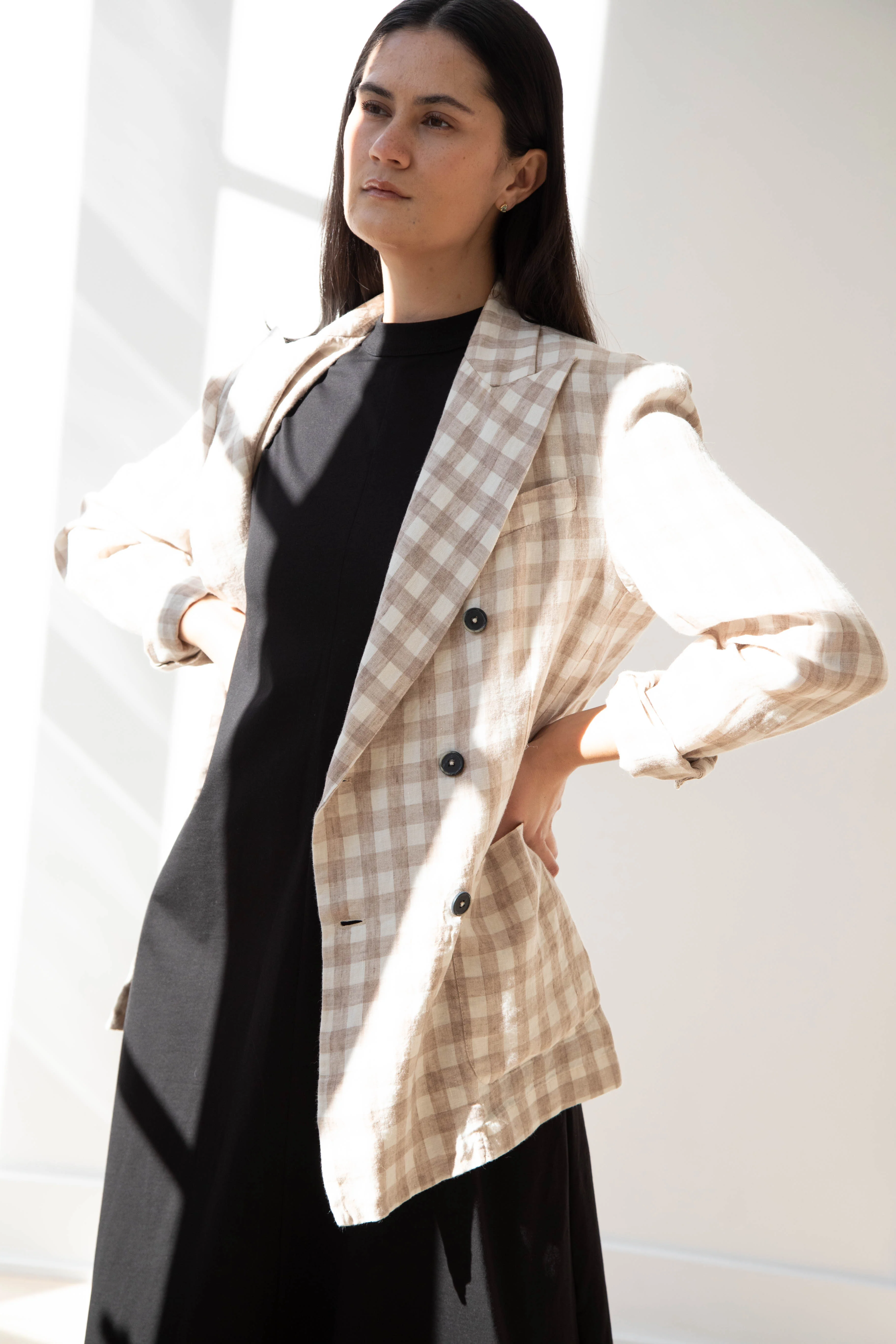 Barena Venezia | Double Breasted Blazer in Cream Check - Image 41