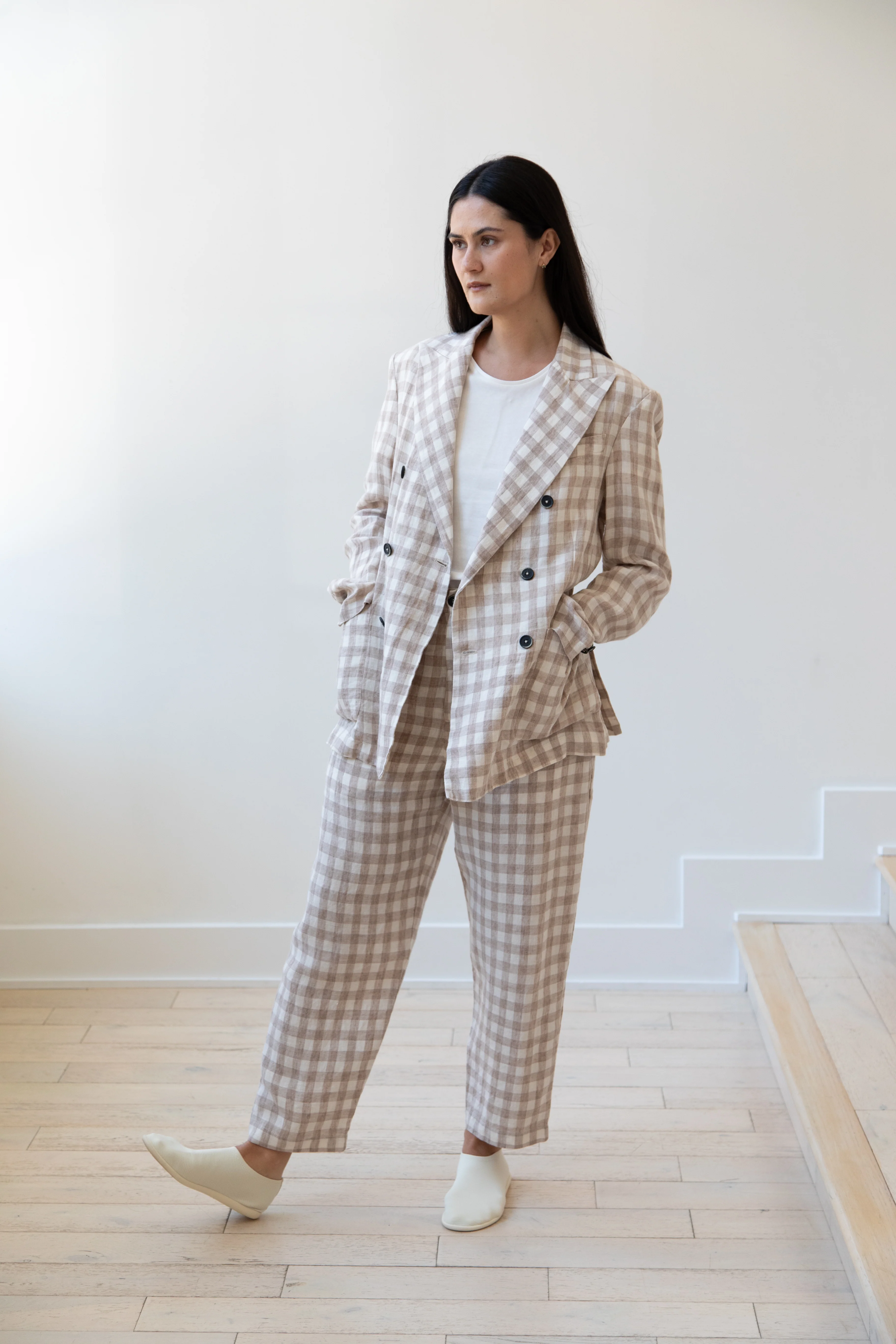 Barena Venezia | Double Breasted Blazer in Cream Check - Image 6