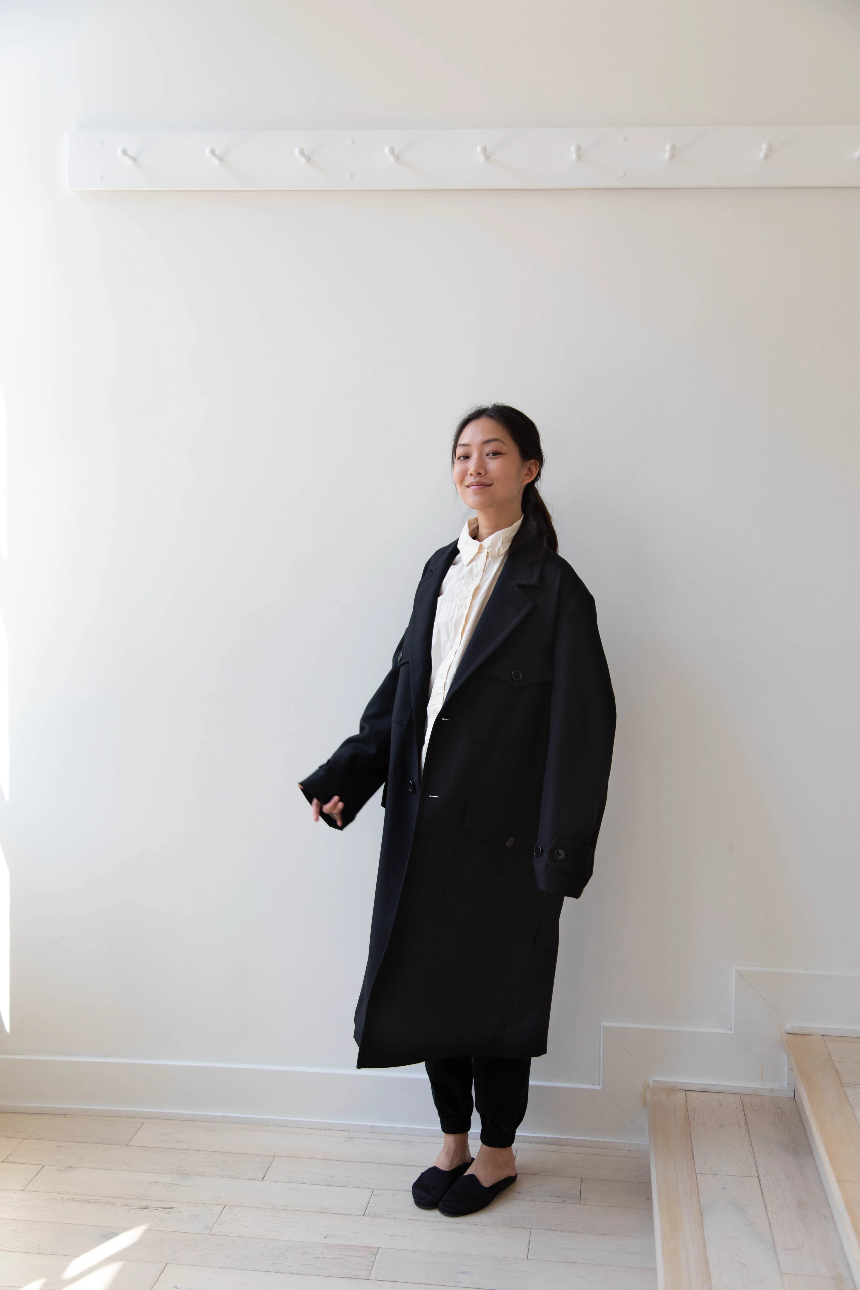 Barena Venezia Zanette Wool Coat in Black & Navy - Image 11