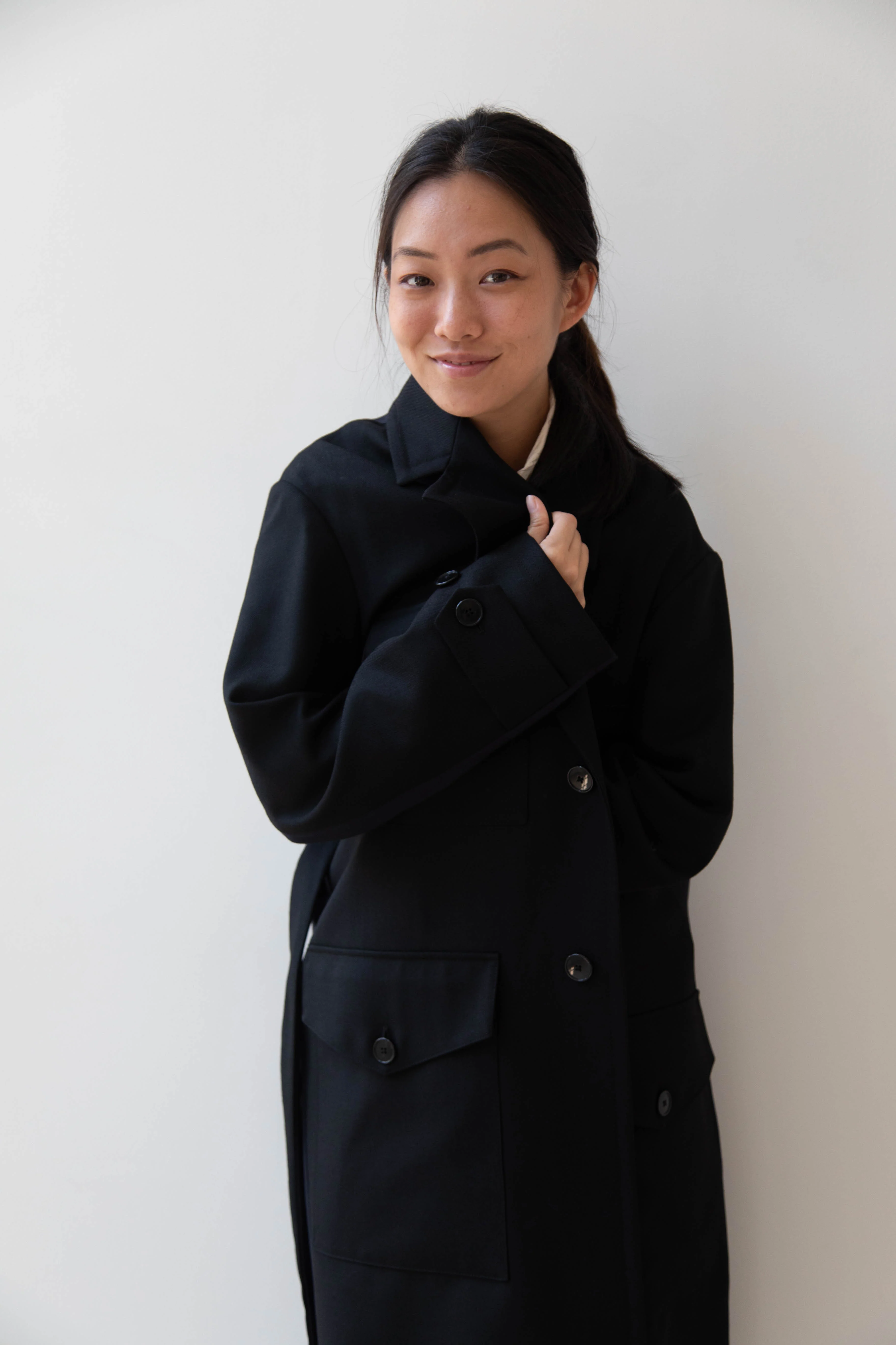 Barena Venezia Zanette Wool Coat in Black & Navy - Image 14