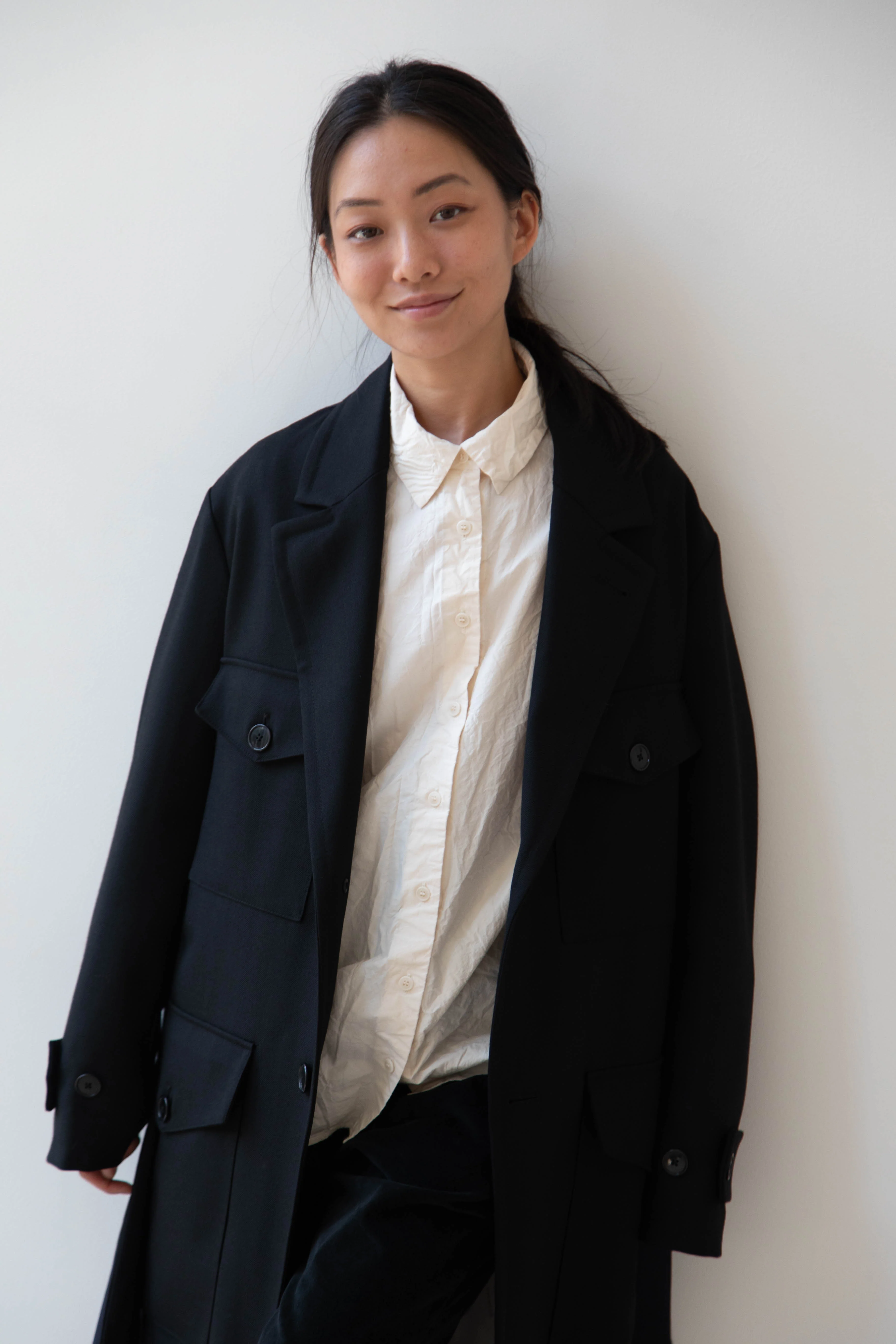 Barena Venezia Zanette Wool Coat in Black & Navy - Image 16