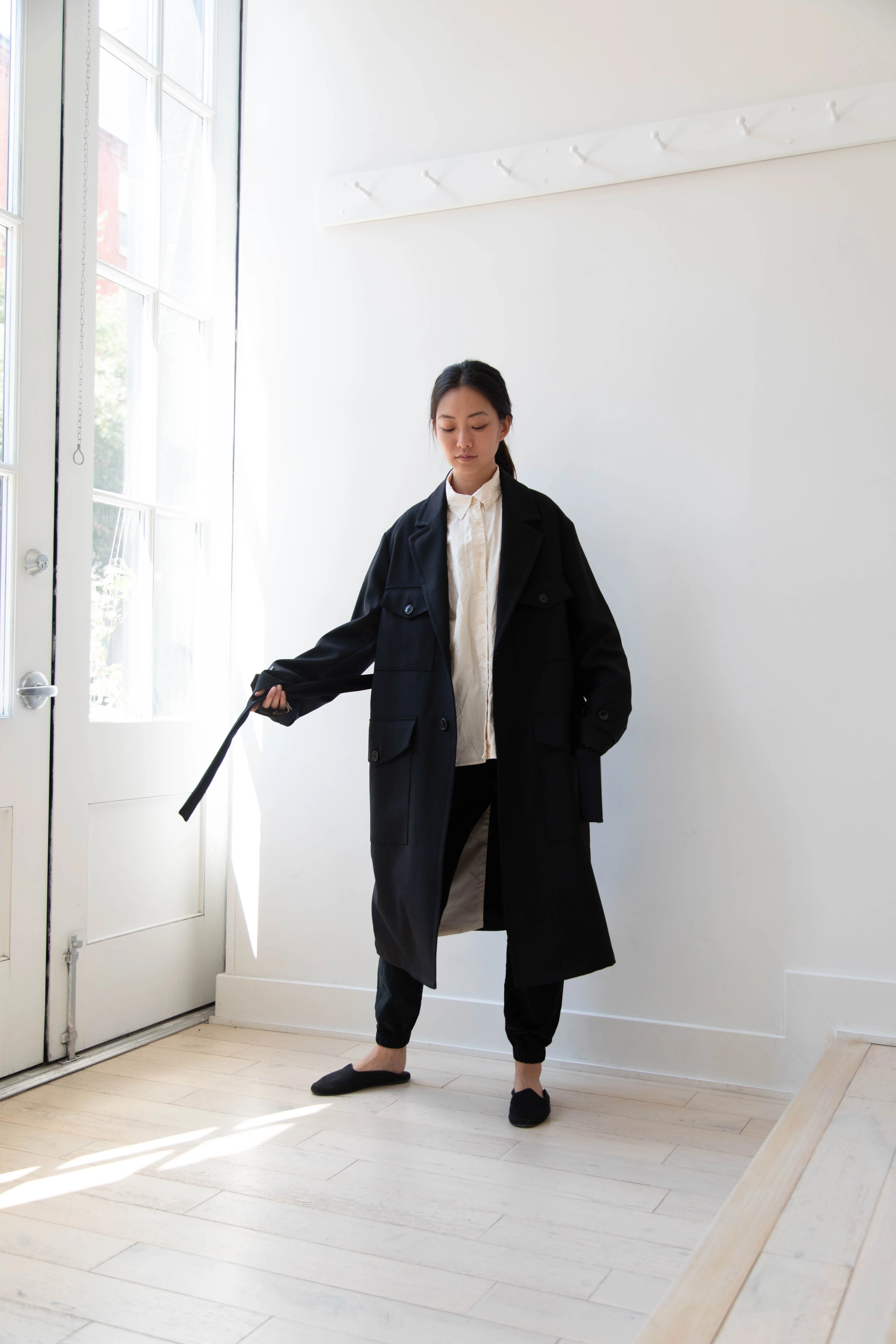 Barena Venezia Zanette Wool Coat in Black & Navy - Image 19