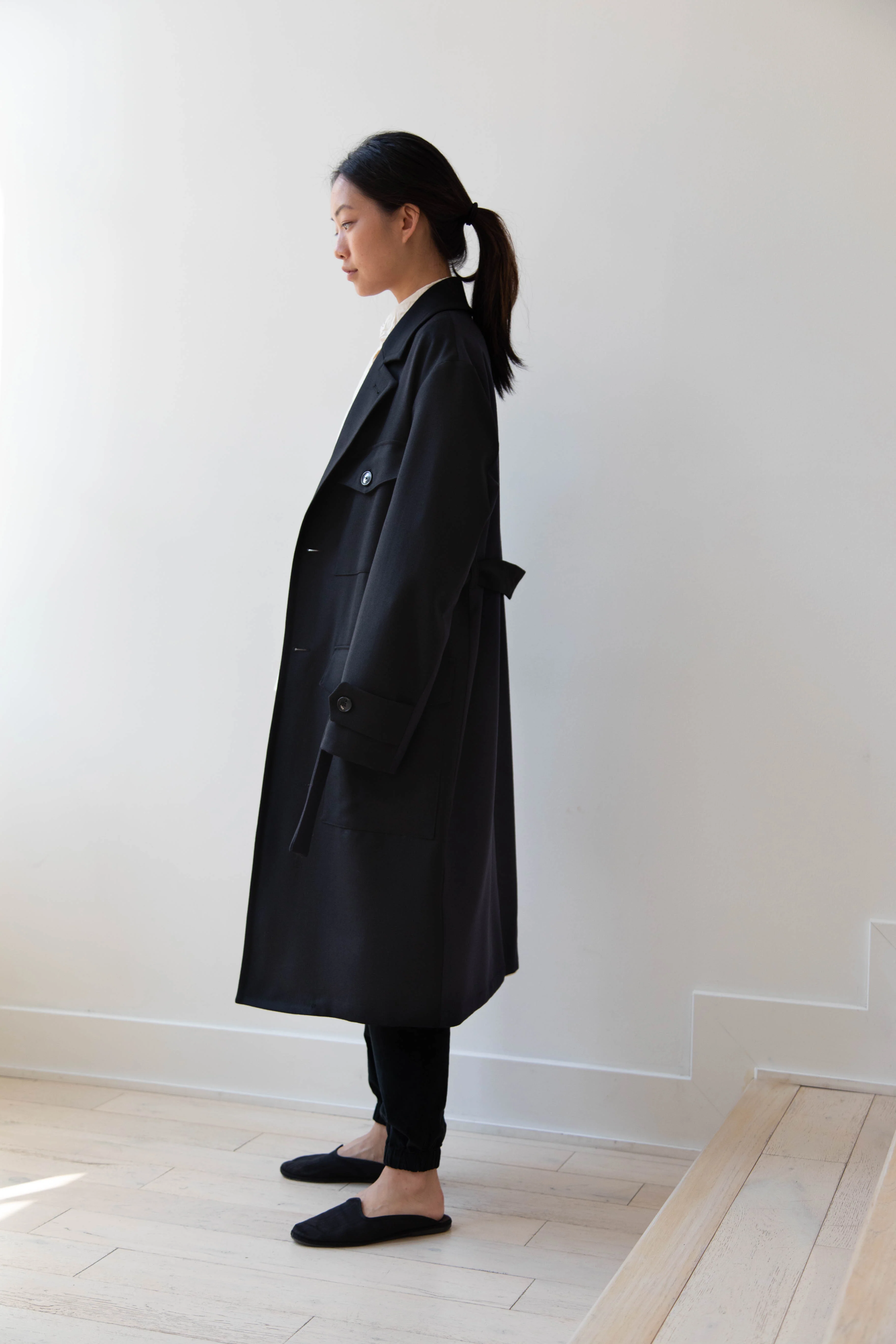 Barena Venezia Zanette Wool Coat in Black & Navy - Image 20