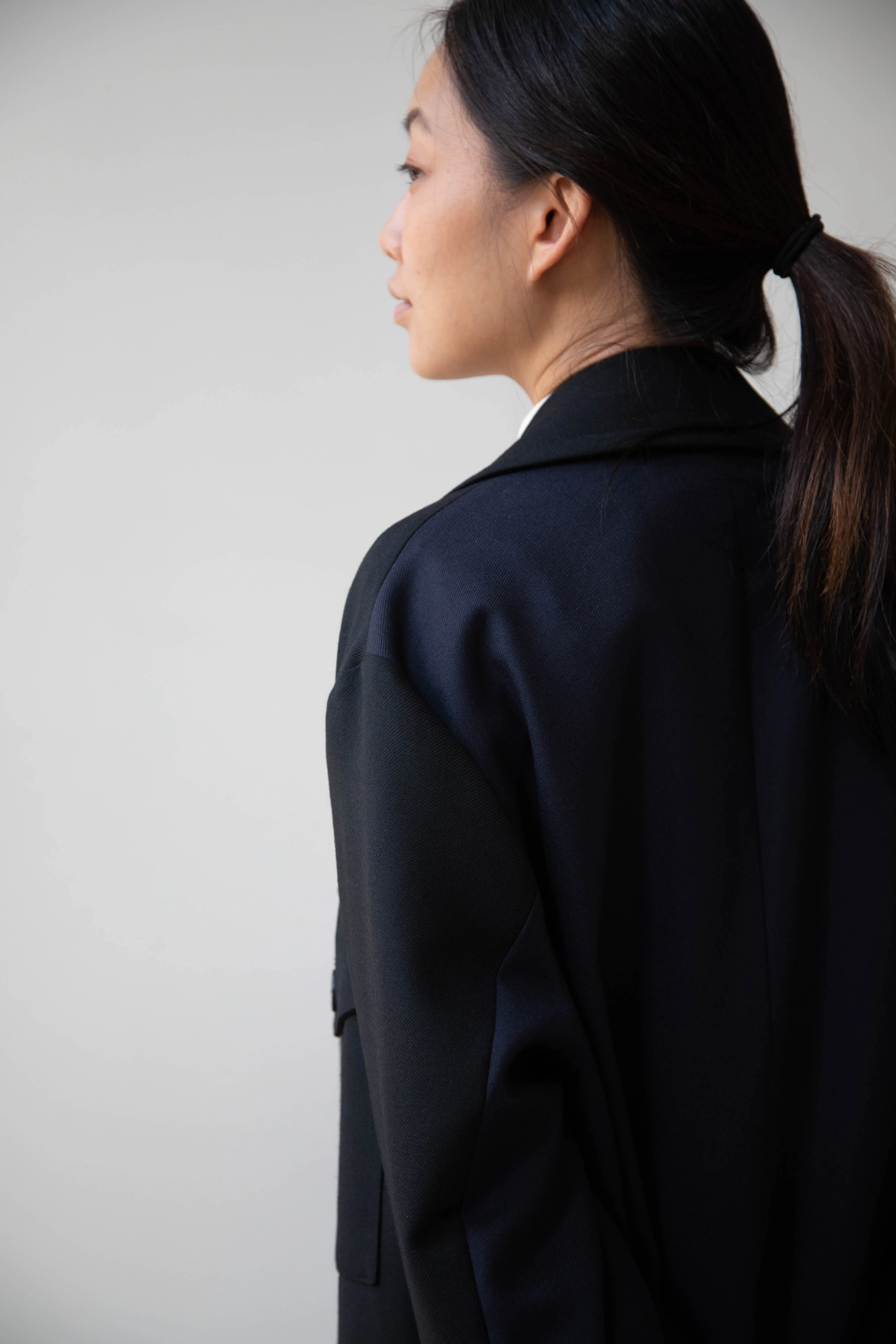 Barena Venezia Zanette Wool Coat in Black & Navy - Image 34