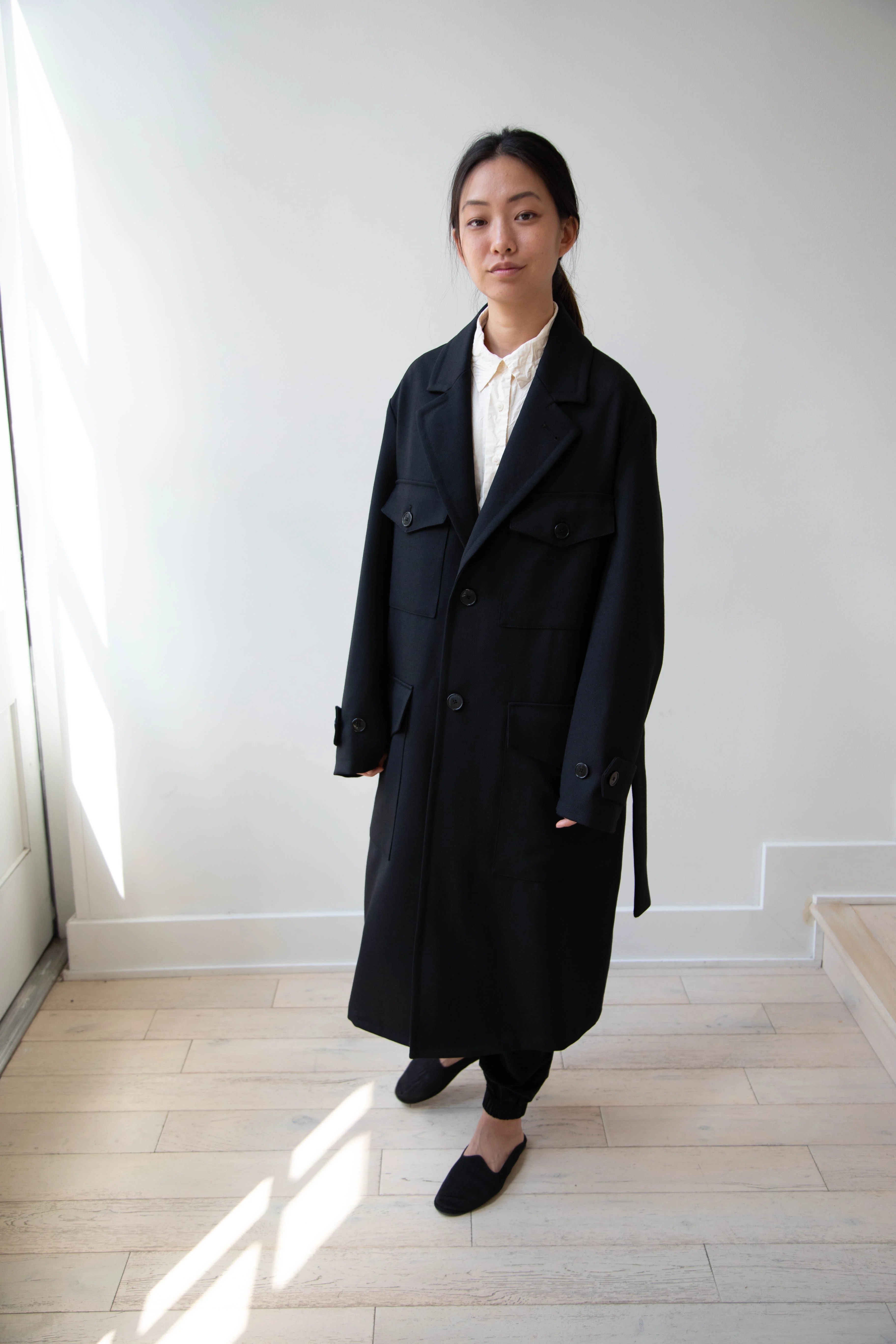 Barena Venezia Zanette Wool Coat in Black & Navy - Image 35