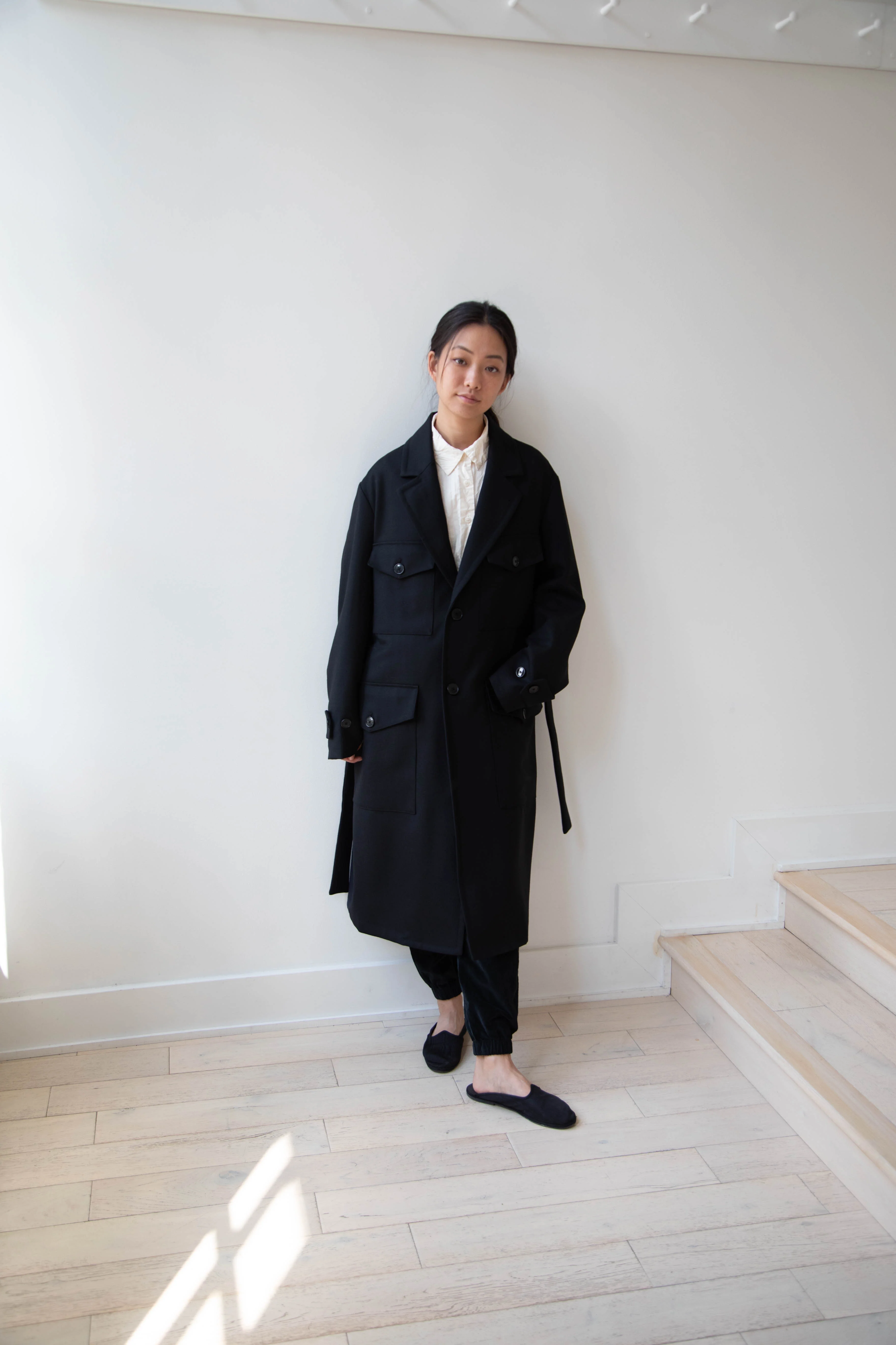 Barena Venezia Zanette Wool Coat in Black & Navy - Image 36