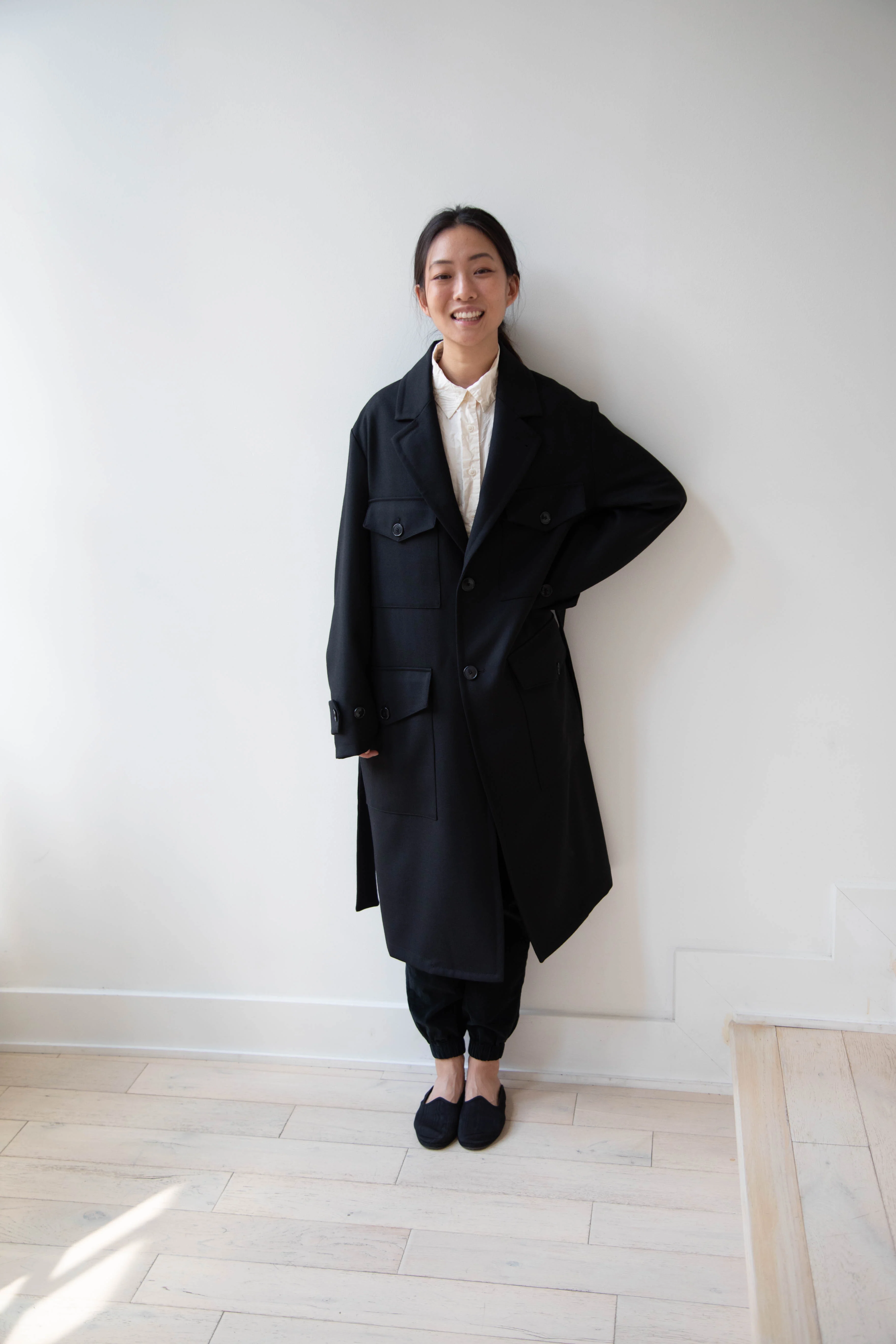 Barena Venezia Zanette Wool Coat in Black & Navy - Image 38