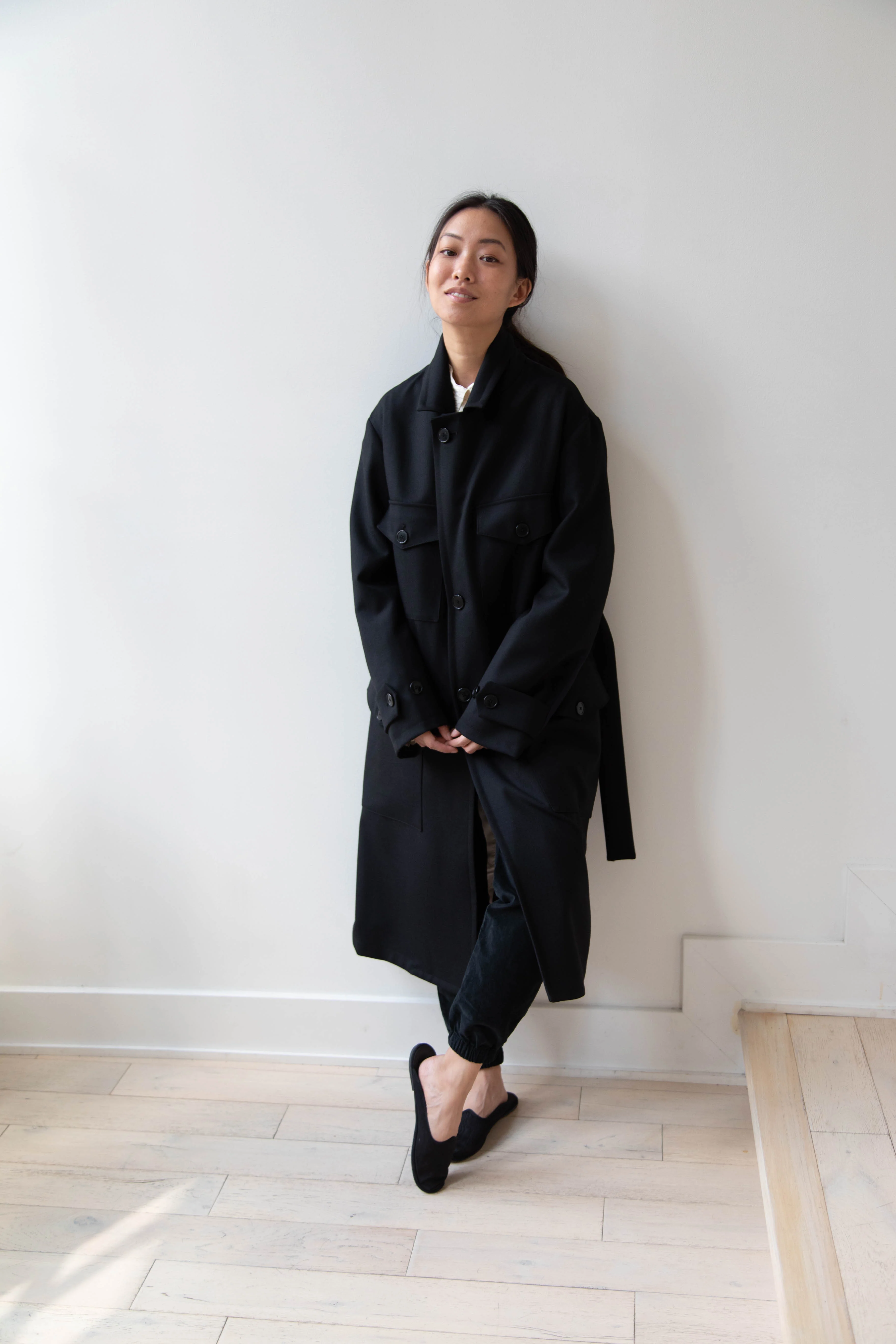 Barena Venezia Zanette Wool Coat in Black & Navy - Image 42
