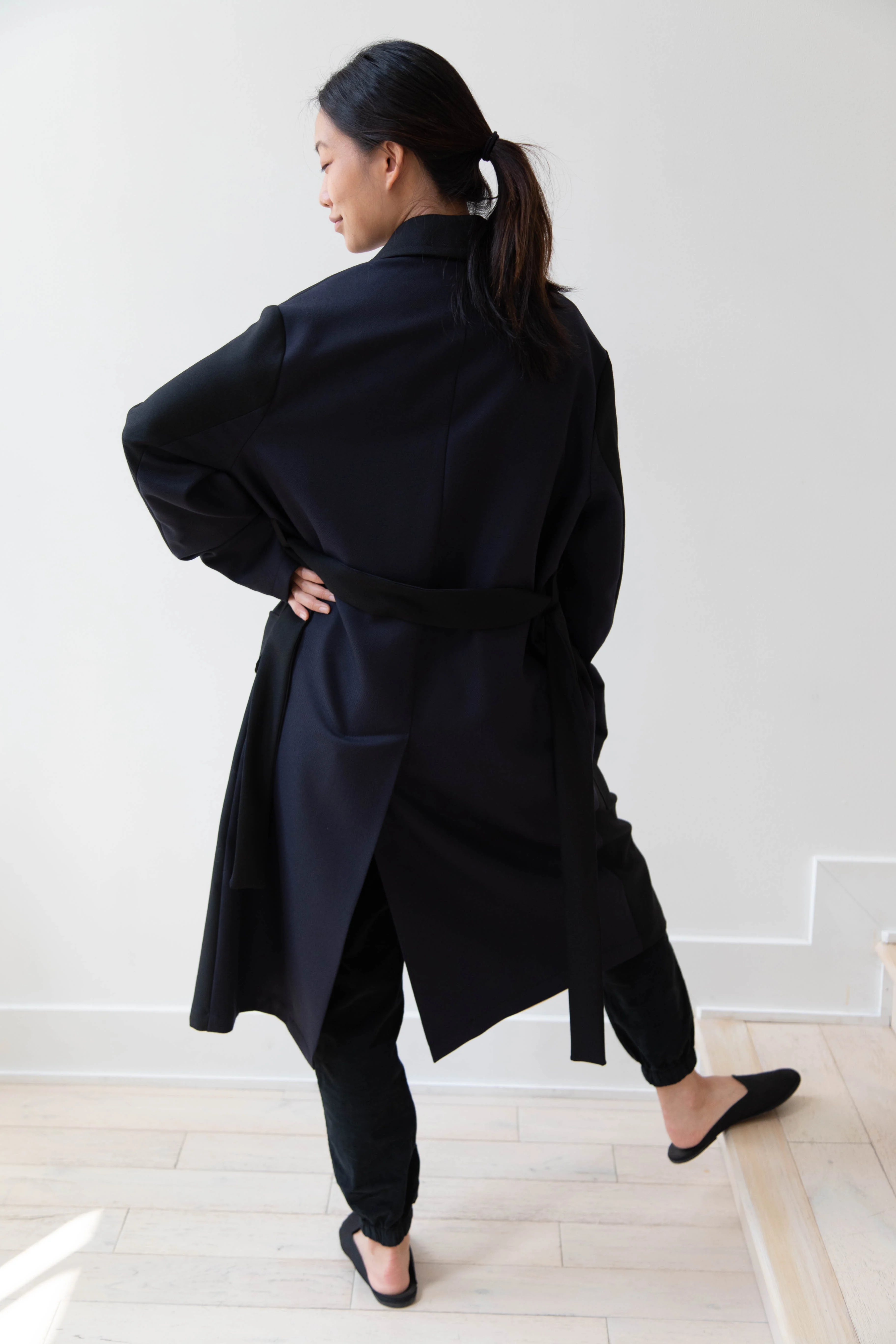 Barena Venezia Zanette Wool Coat in Black & Navy - Image 44