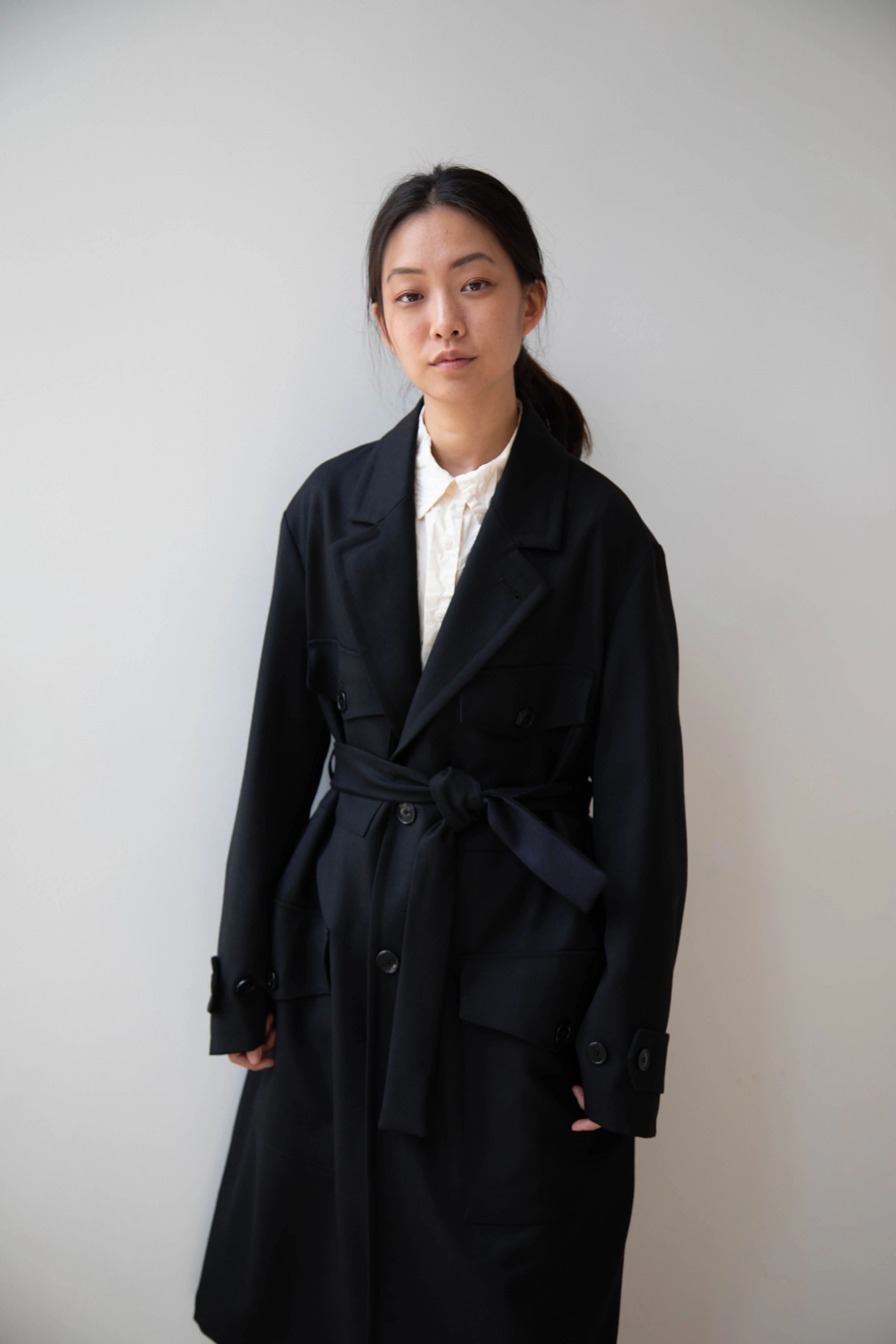 Barena Venezia Zanette Wool Coat in Black & Navy - Image 45