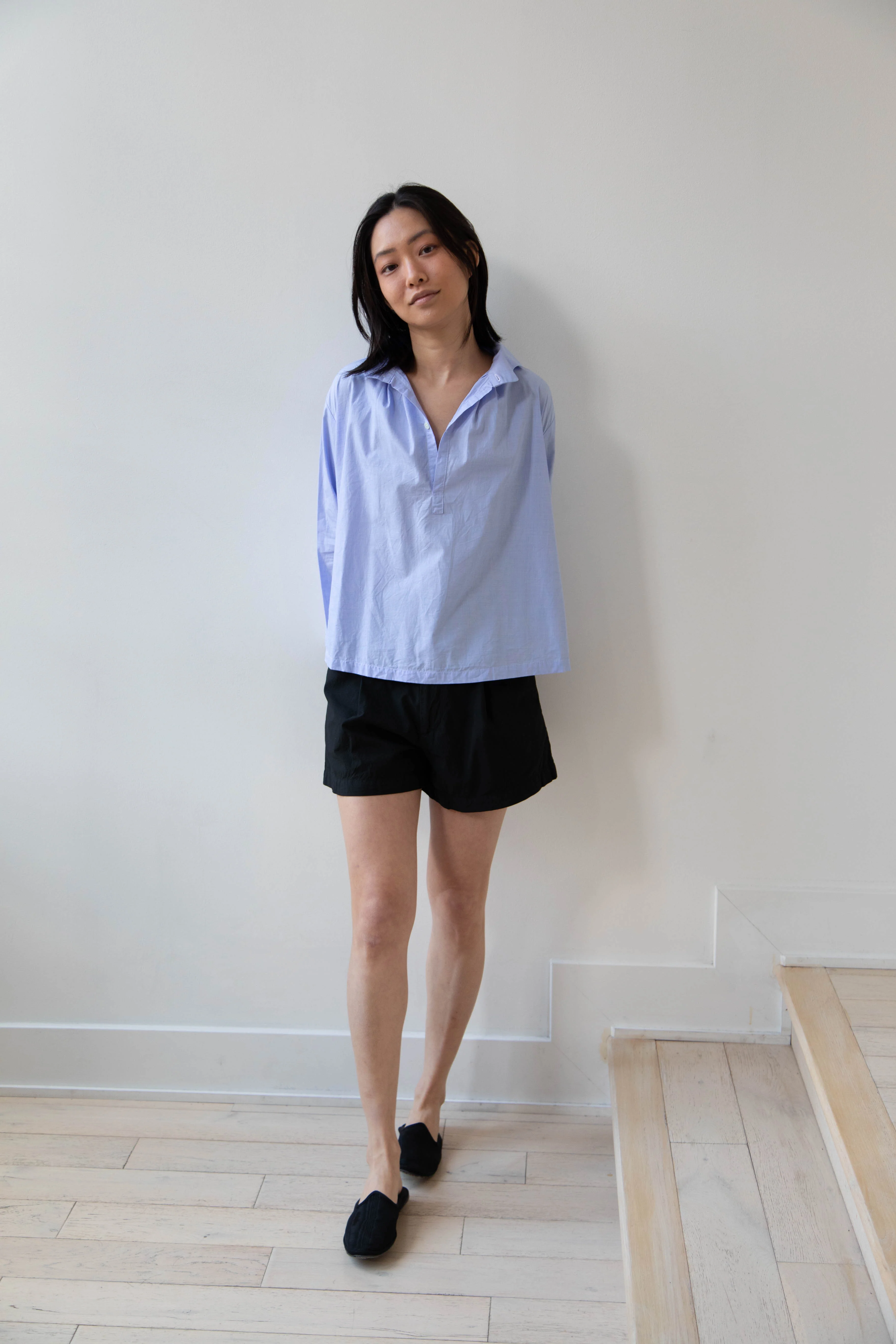 Gallego Desportes | Petite Collar Blouse in Sky Blue - Image 11