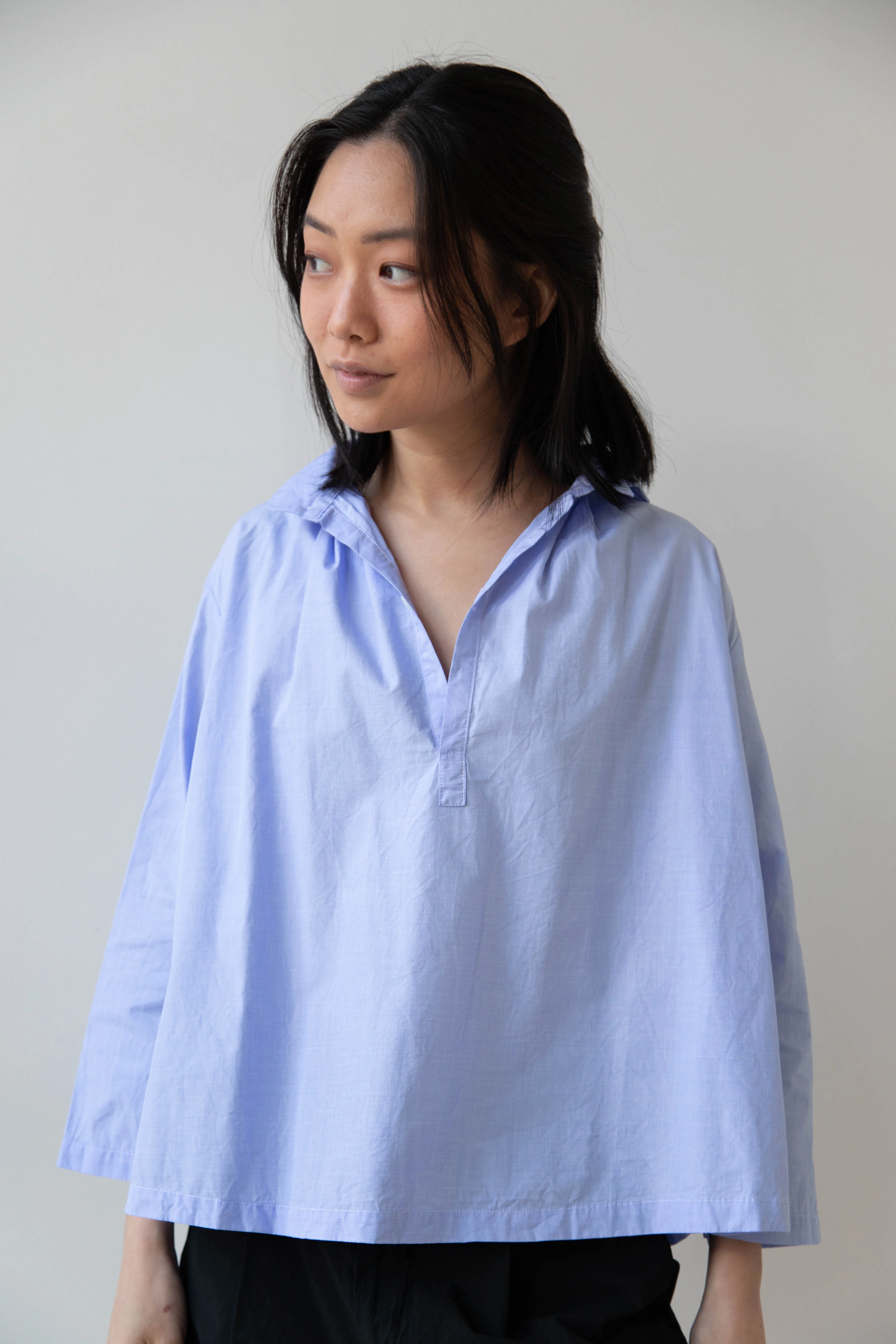 Gallego Desportes | Petite Collar Blouse in Sky Blue - Image 15