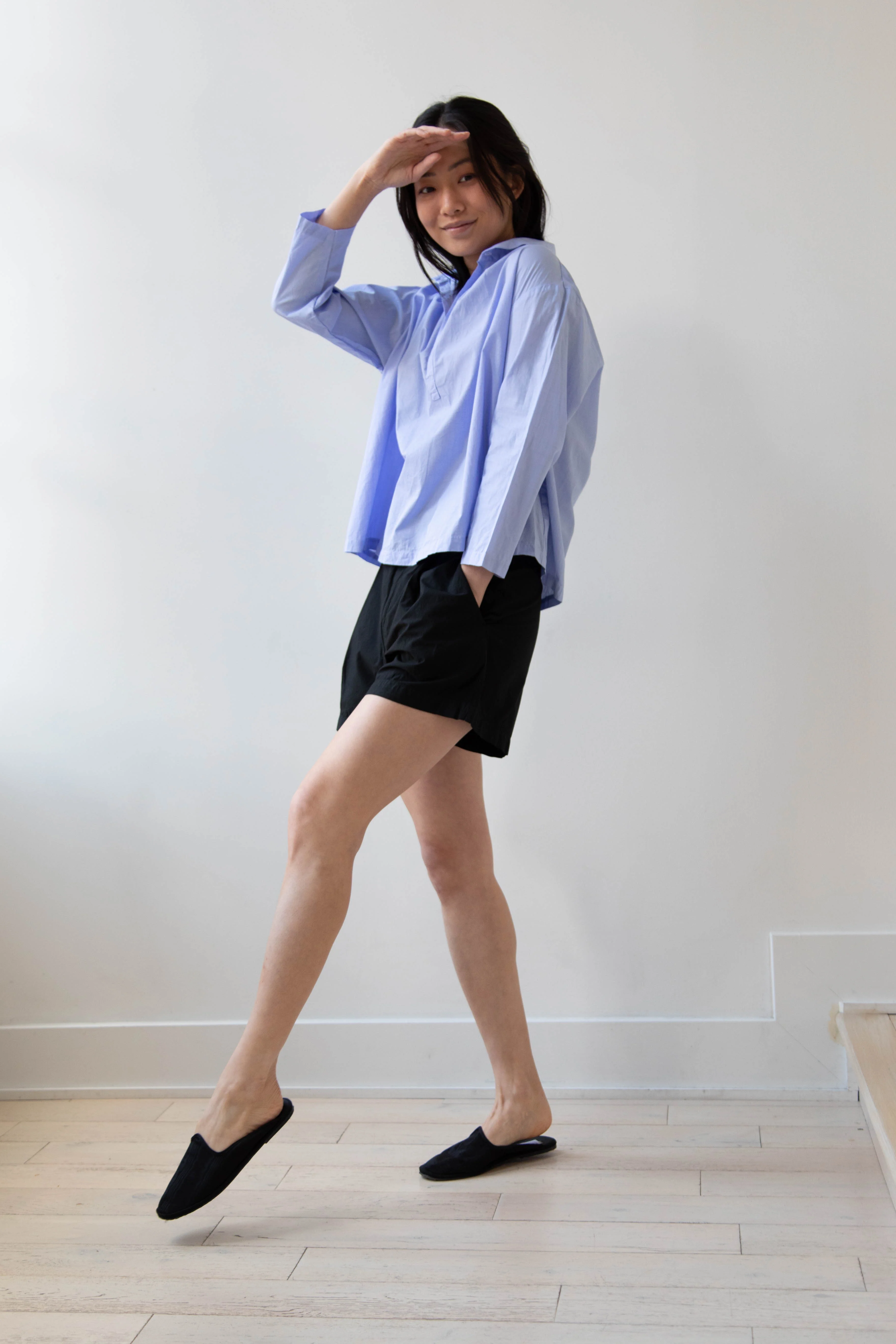 Gallego Desportes | Petite Collar Blouse in Sky Blue - Image 16
