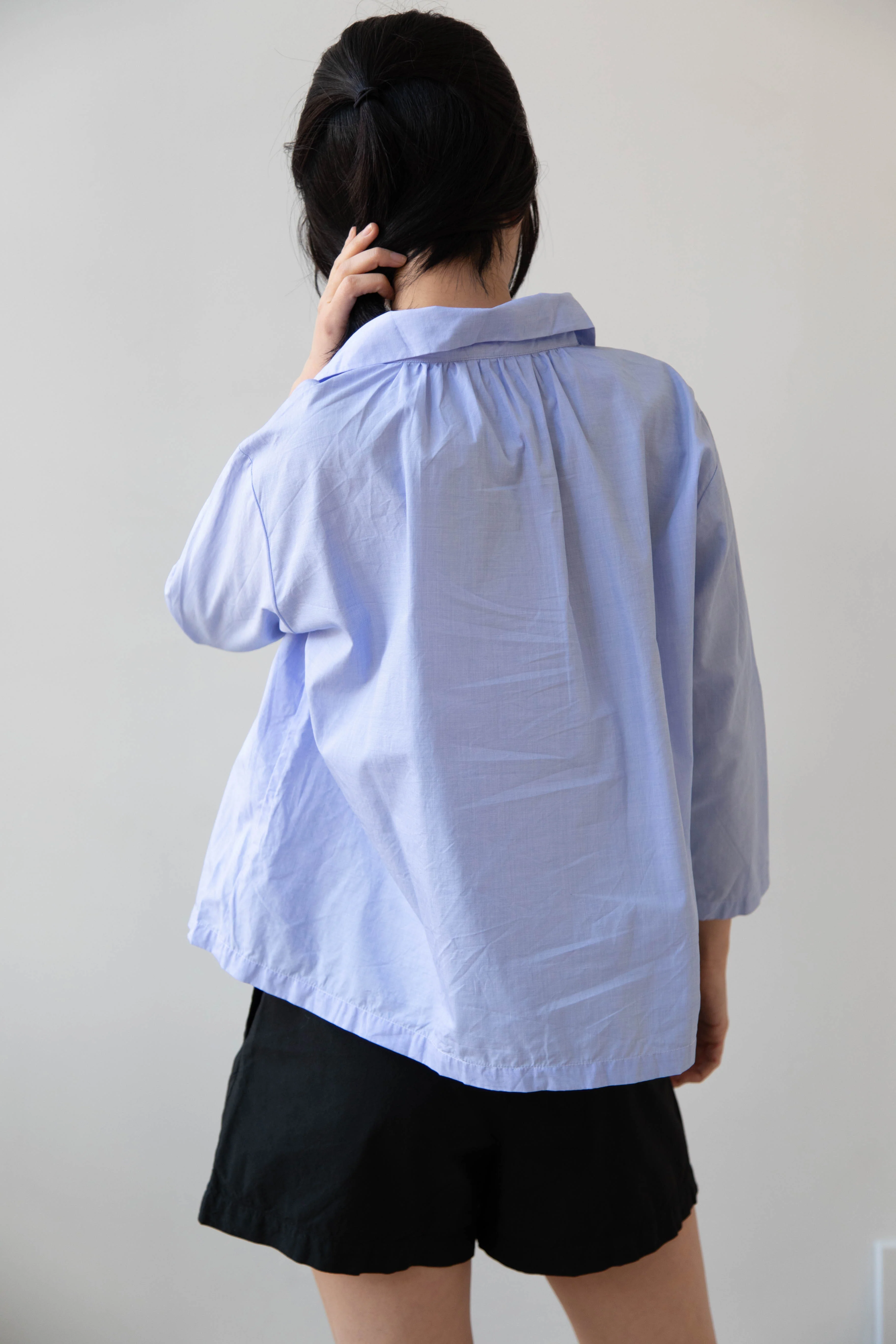 Gallego Desportes | Petite Collar Blouse in Sky Blue - Image 22