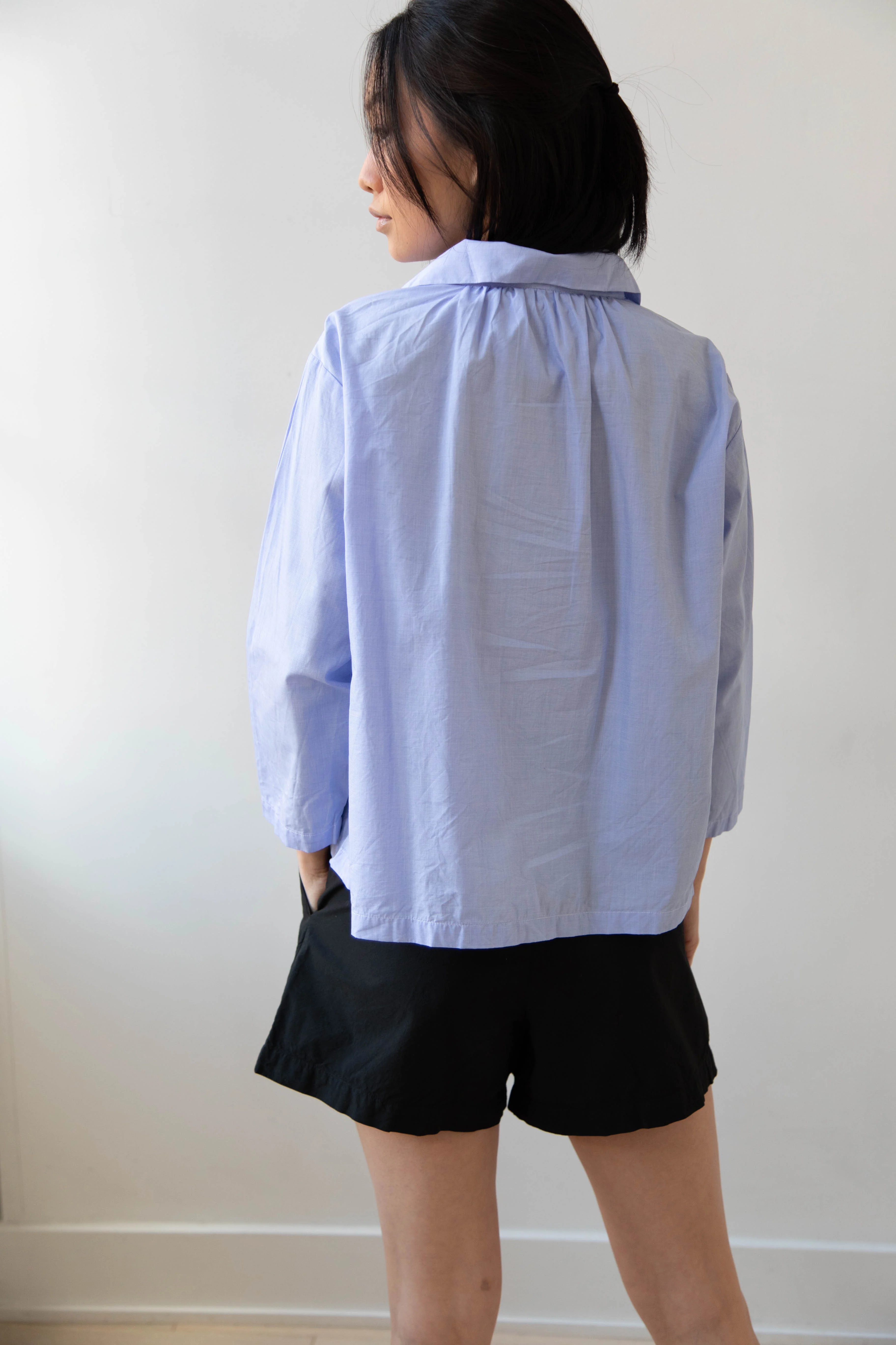 Gallego Desportes | Petite Collar Blouse in Sky Blue - Image 25