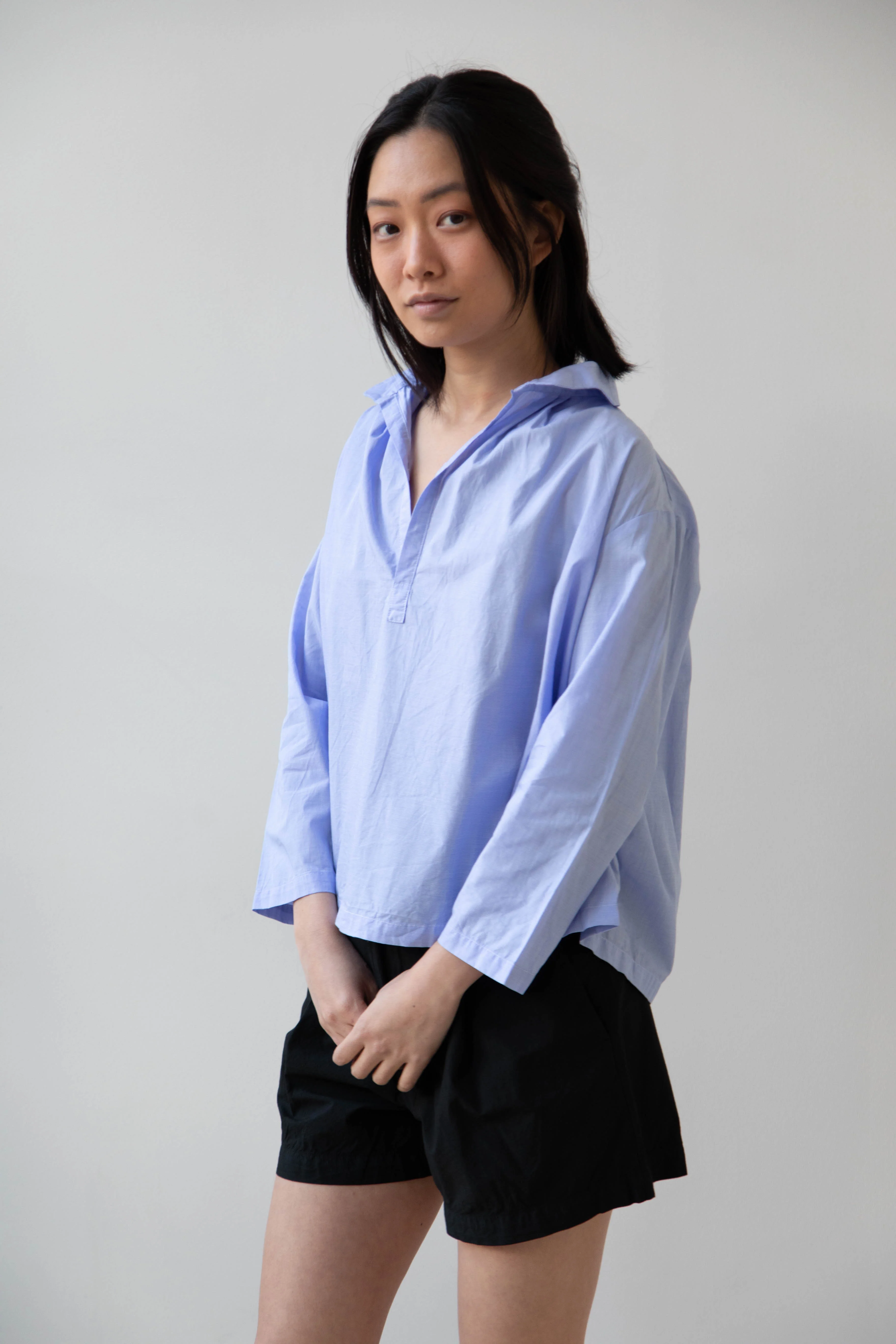 Gallego Desportes | Petite Collar Blouse in Sky Blue - Image 4