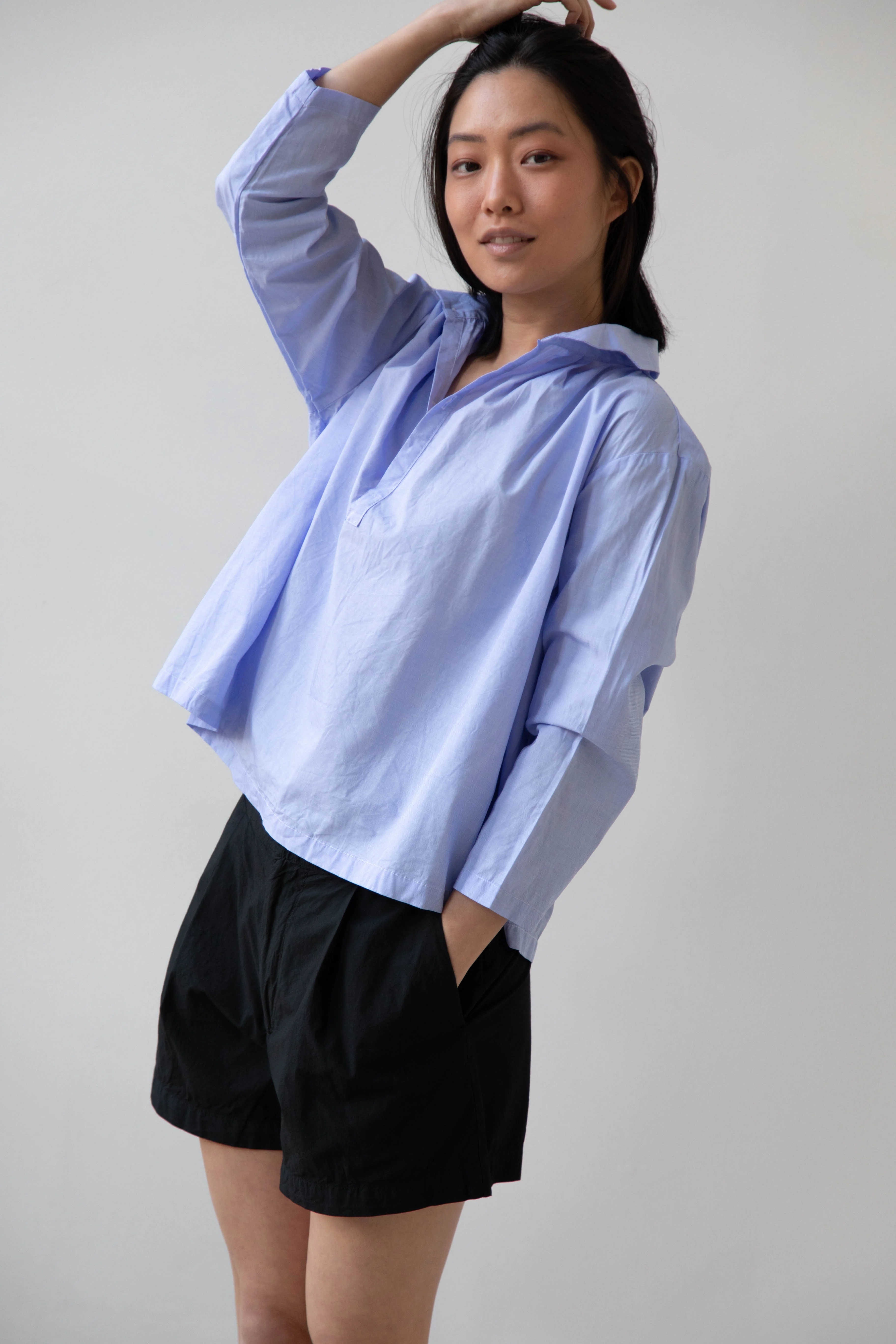 Gallego Desportes | Petite Collar Blouse in Sky Blue - Image 8