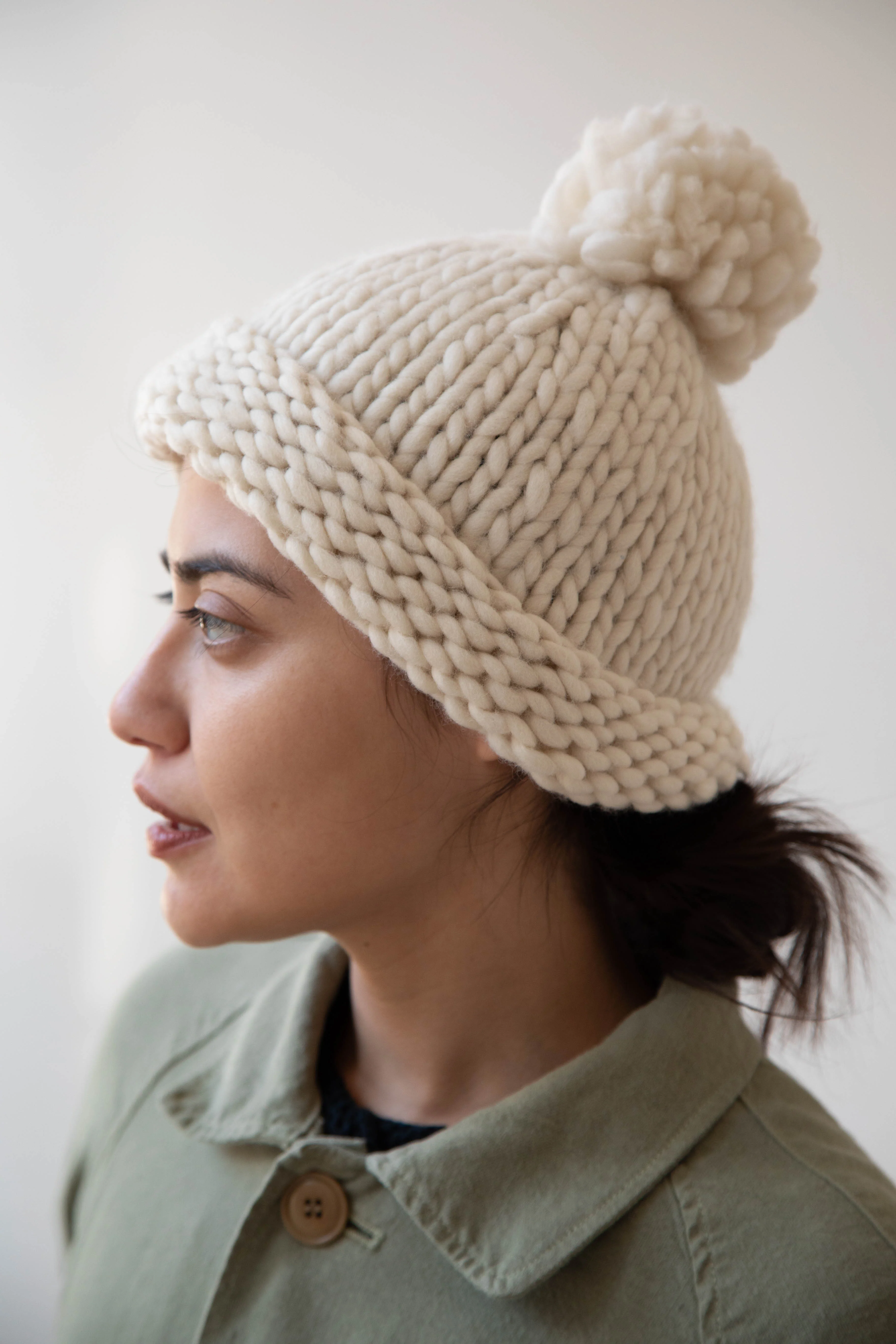 Makié Pom Pom Hat in Cream - Image 12