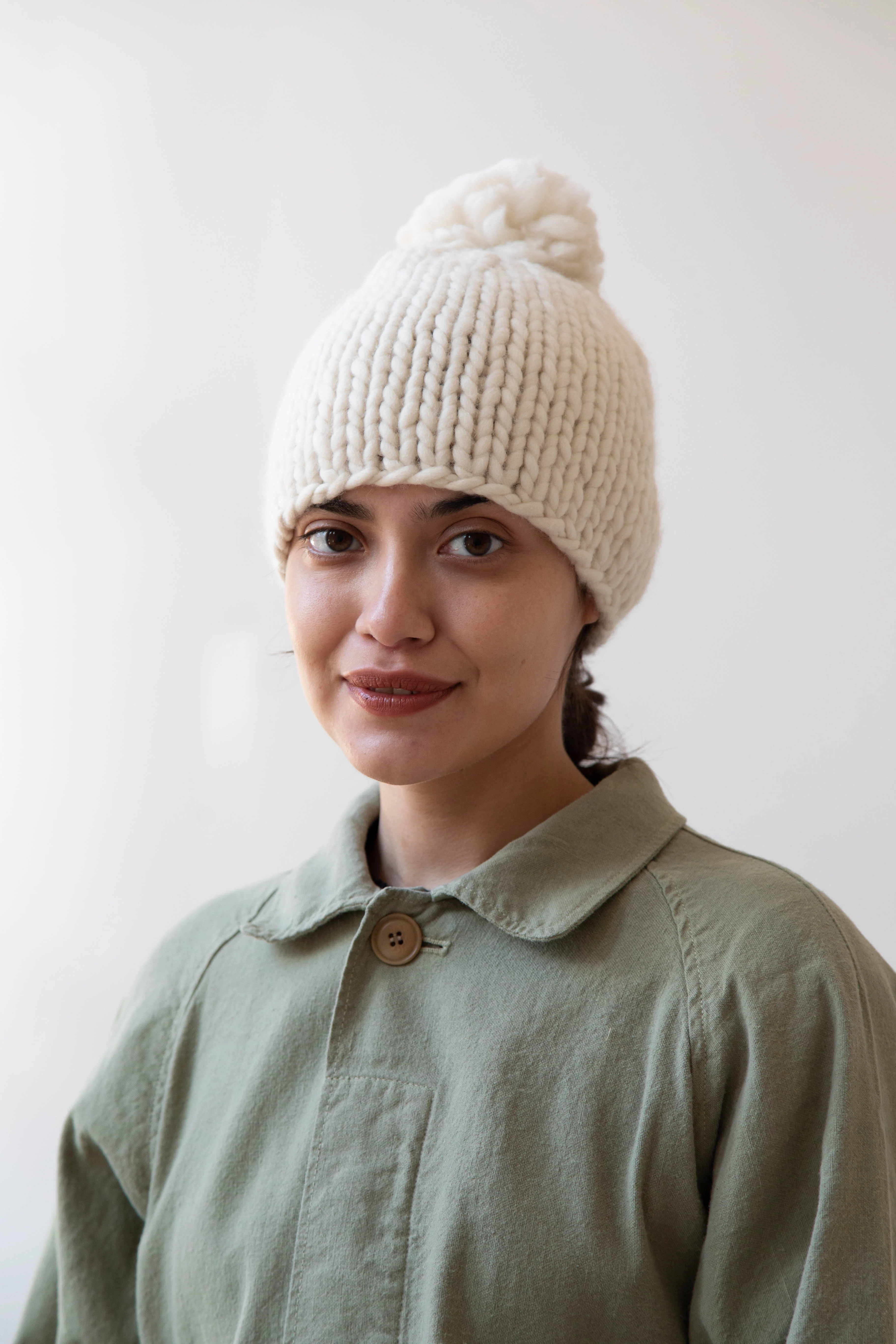 Makié Pom Pom Hat in Cream - Image 3