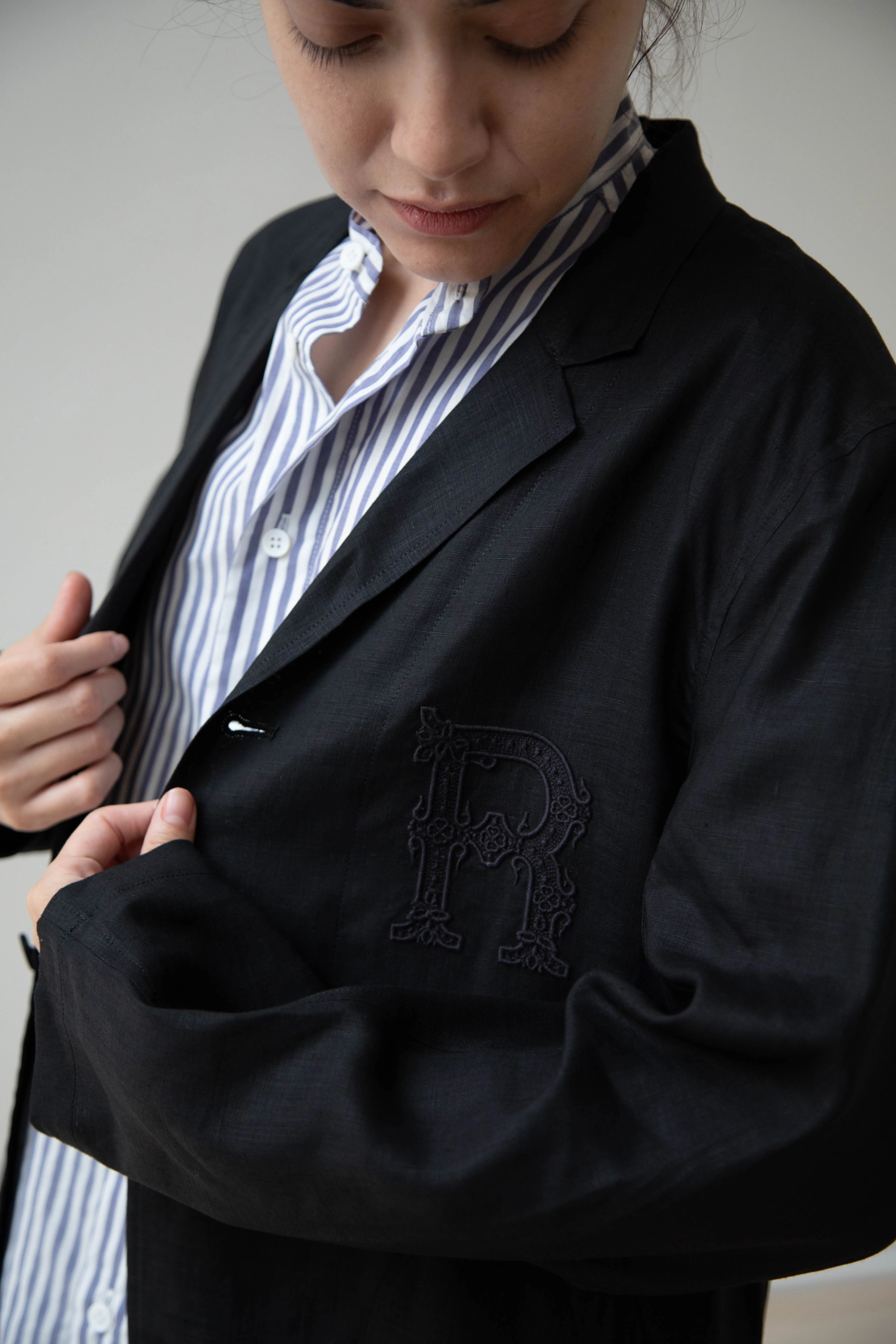 Old Man's Tailor | Embroidered Work Coat Black - Image 4