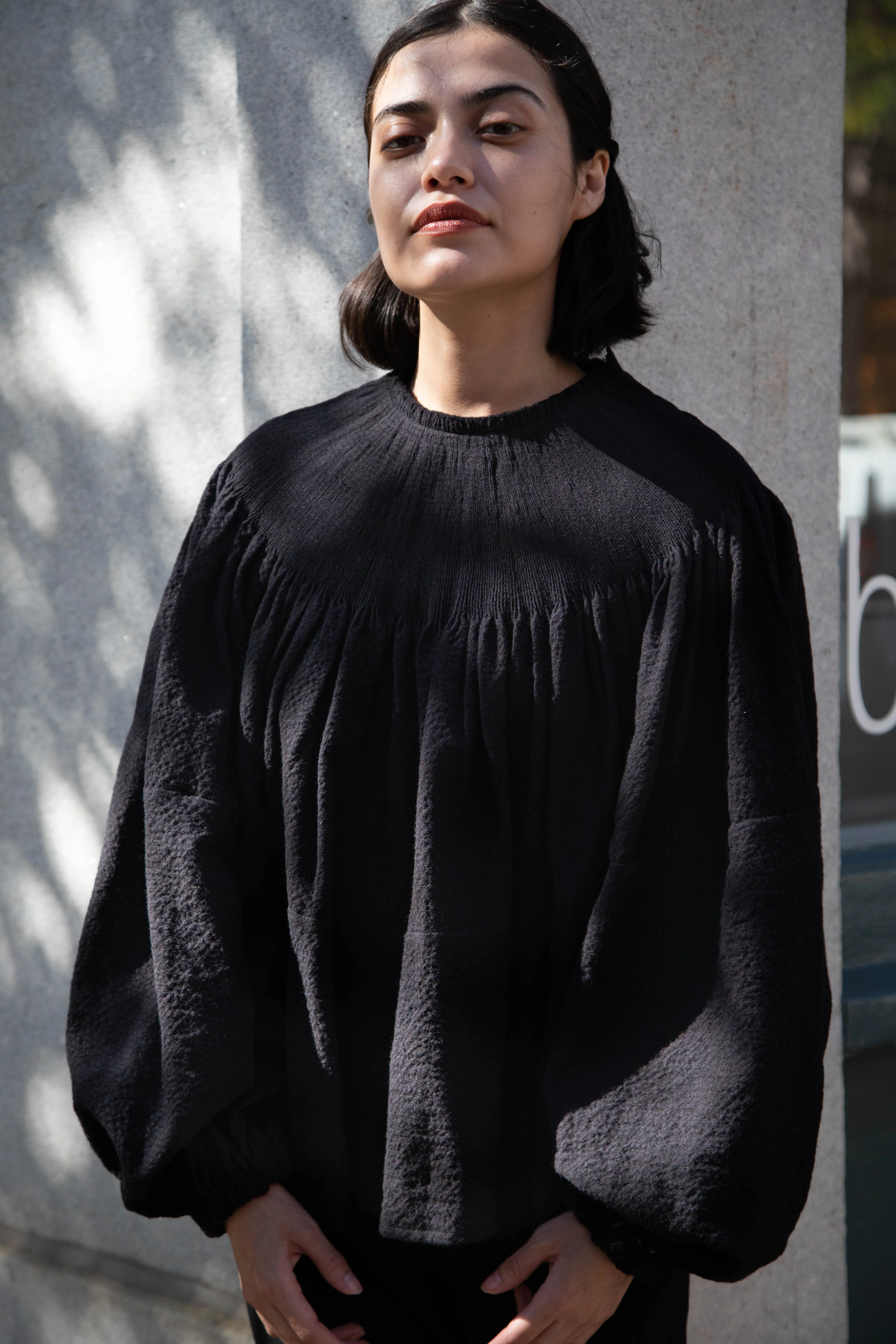 Renata Brenha | Fran Blouse in Black Cotton Wool - Image 13