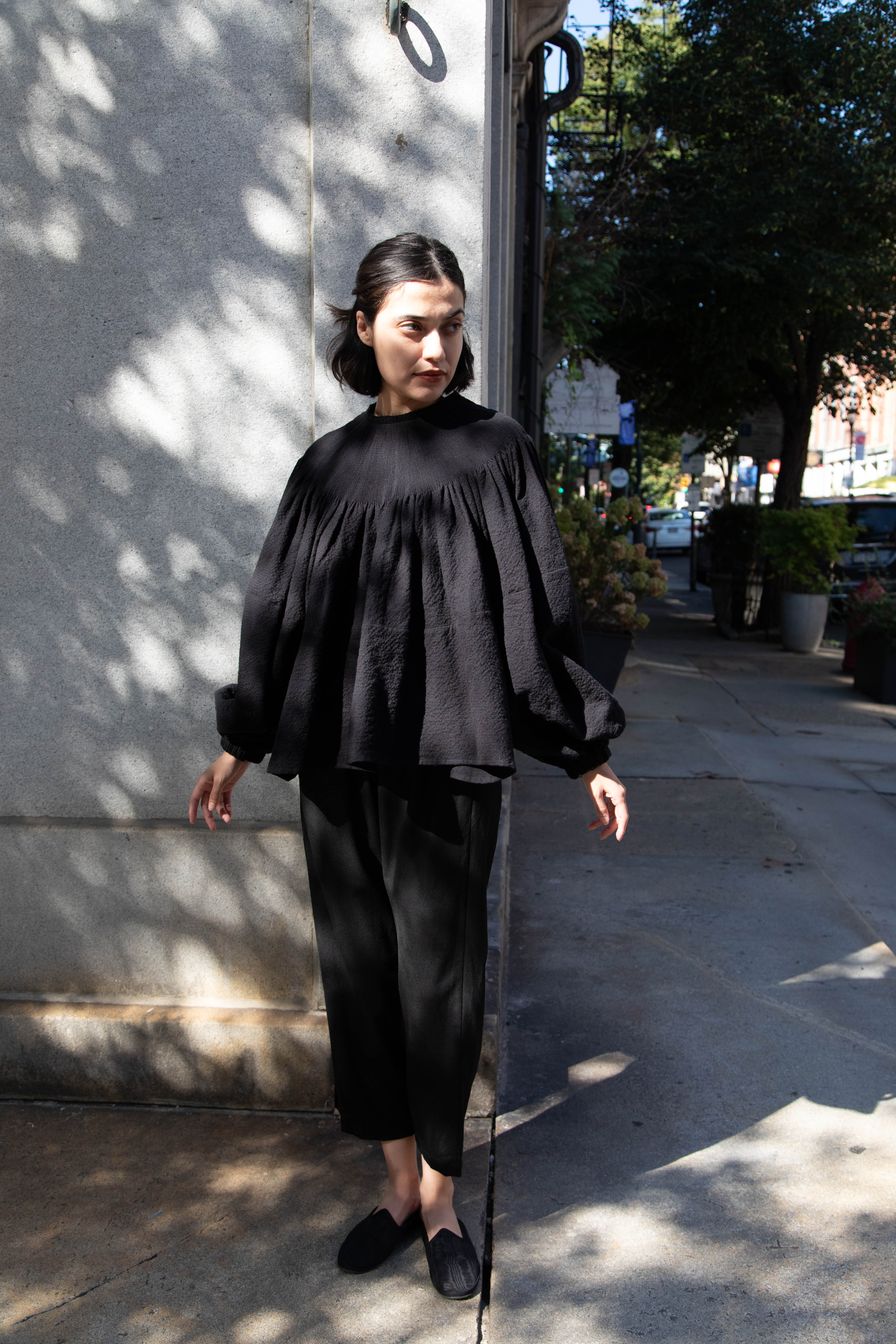 Renata Brenha | Fran Blouse in Black Cotton Wool - Image 7