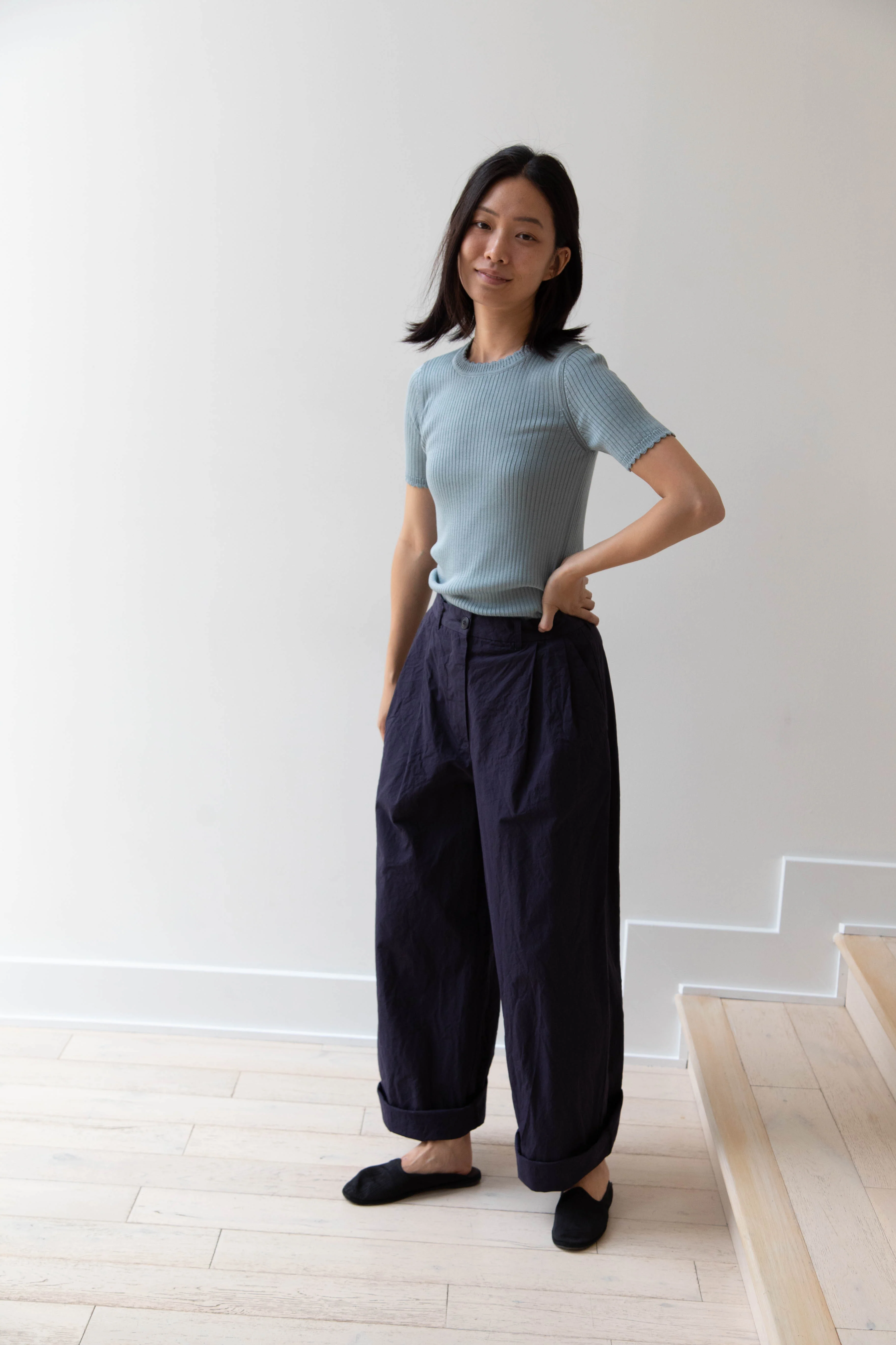 Une Heures | Short Sleeve Scallop in Piscine - Image 14